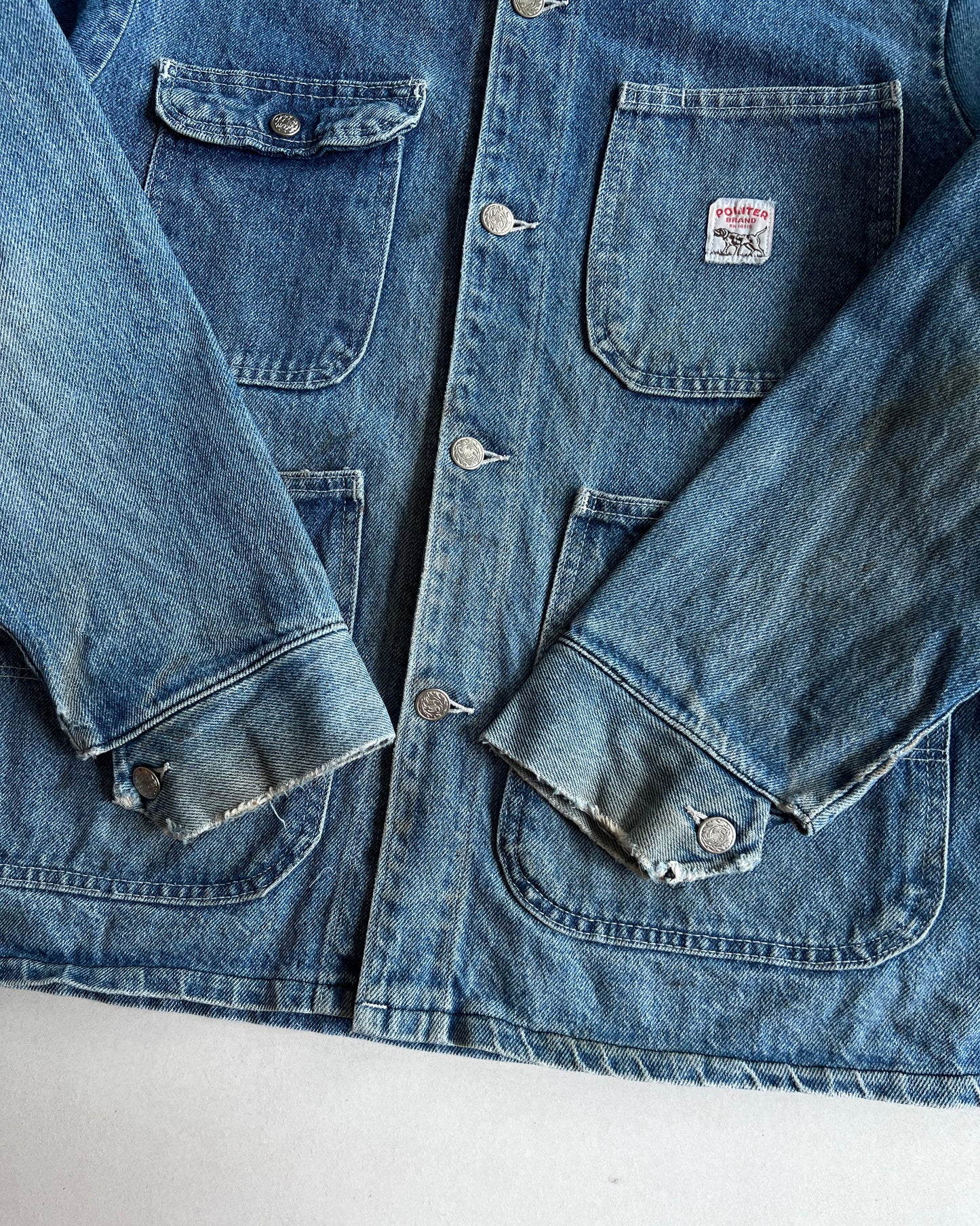 1970S FADED WASHED POINTER DENIM CHORE (M)