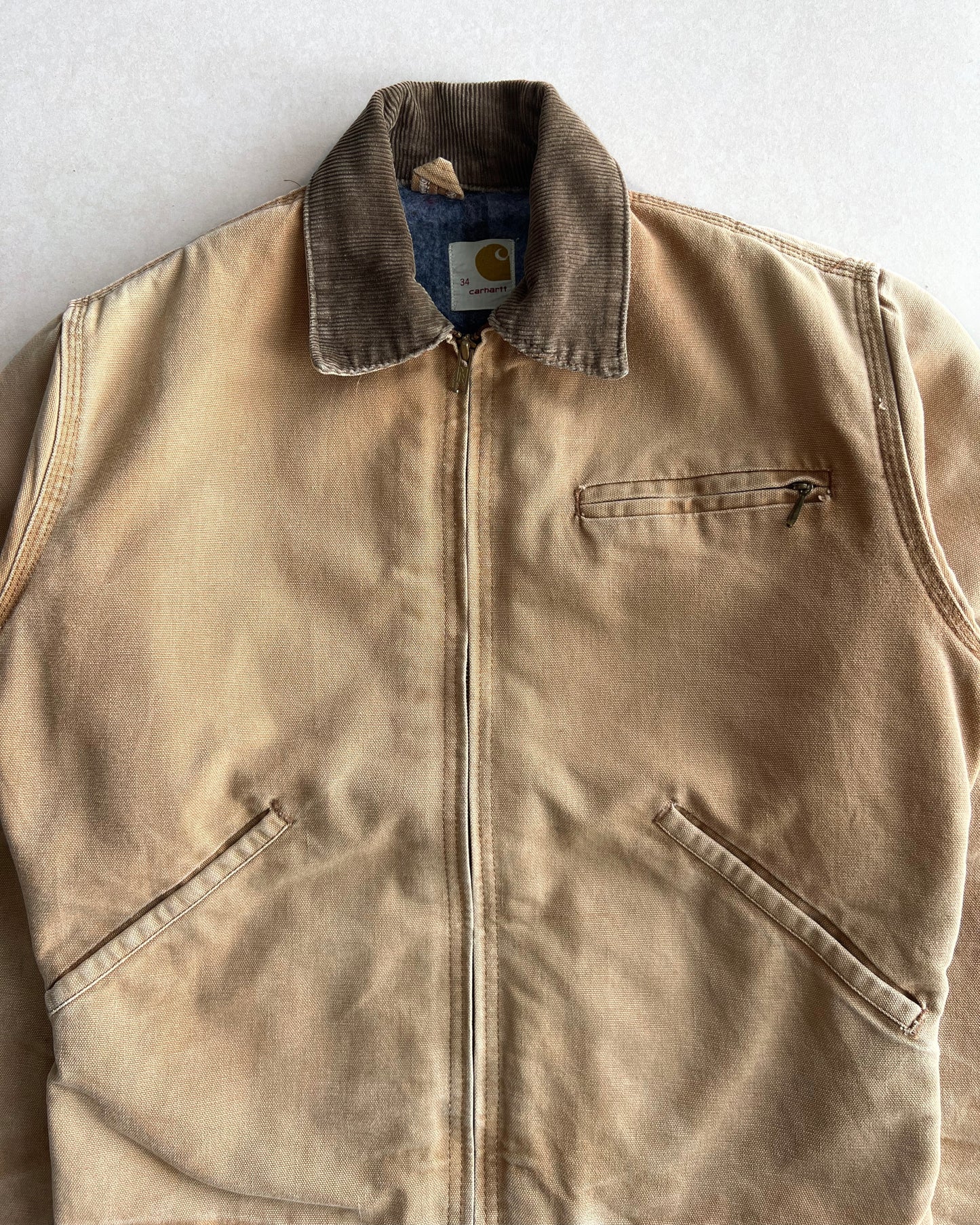 1980S FADED BROWN CARHARTT DETROIT WORK JACKET (S/M)