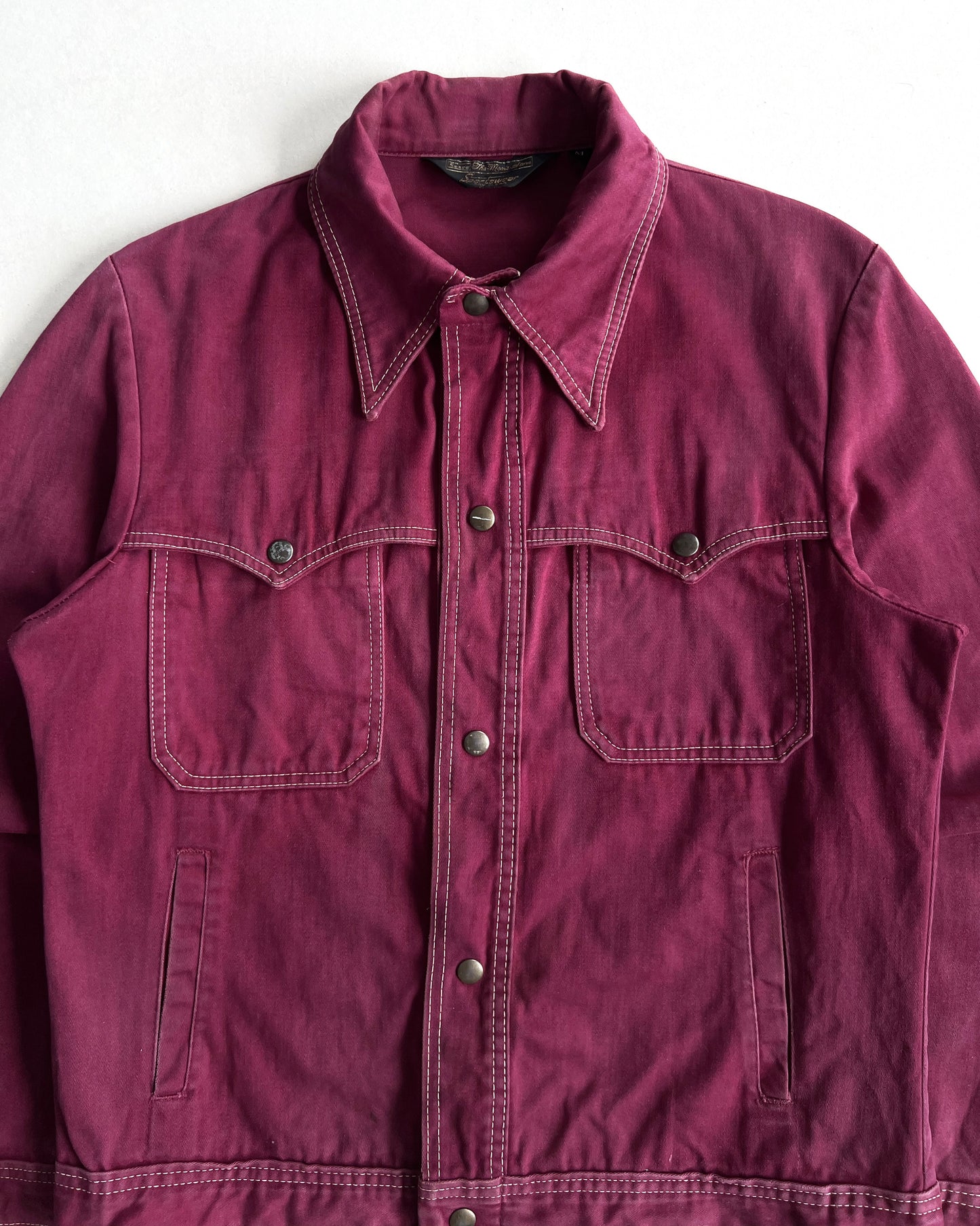 1970S SEARS BURGYNDY MOLESKIN TRUCKER JACKET (M)