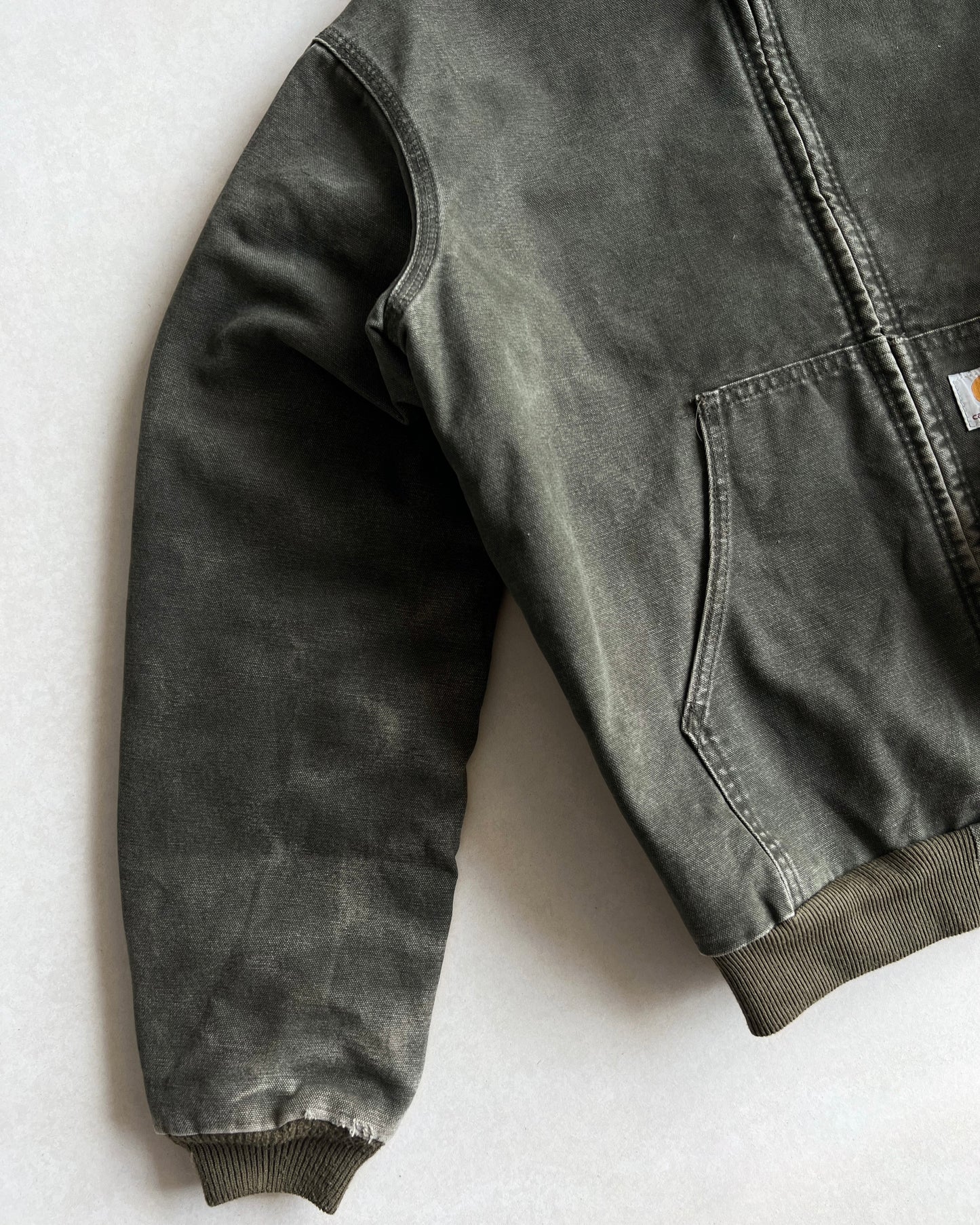 1990S MOSS GREEN CARHARTT HOODED WORK JACKET (M)