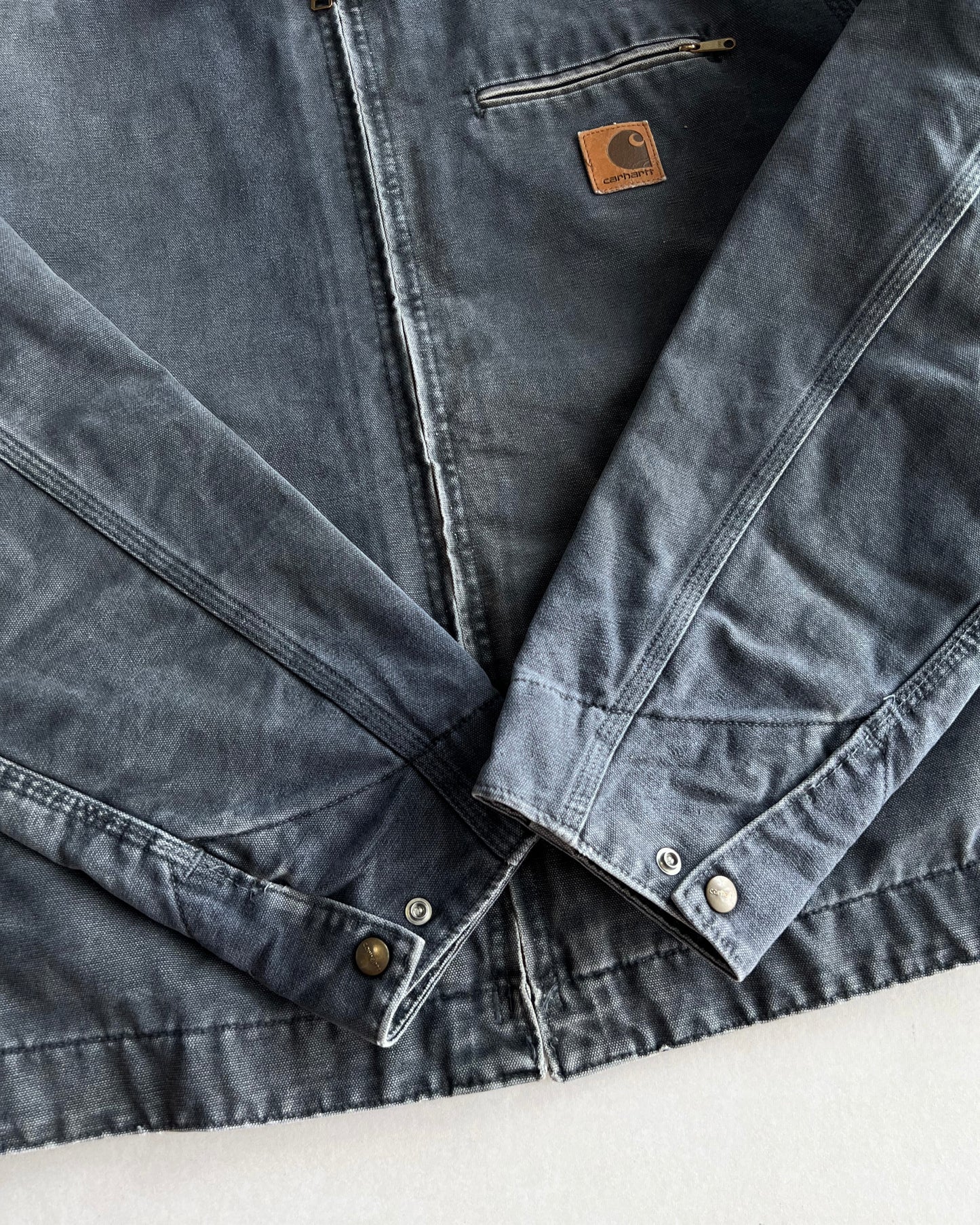 1990S BLUISH GREY CARHARTT DETROIT WORK JACKET (L)