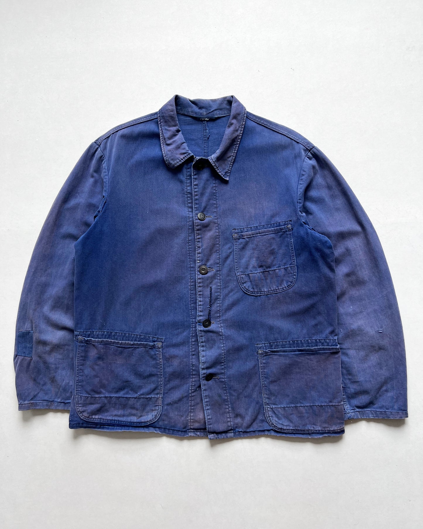 1960S SUN FADED FRENCH WORK CHORE JACKET (L)