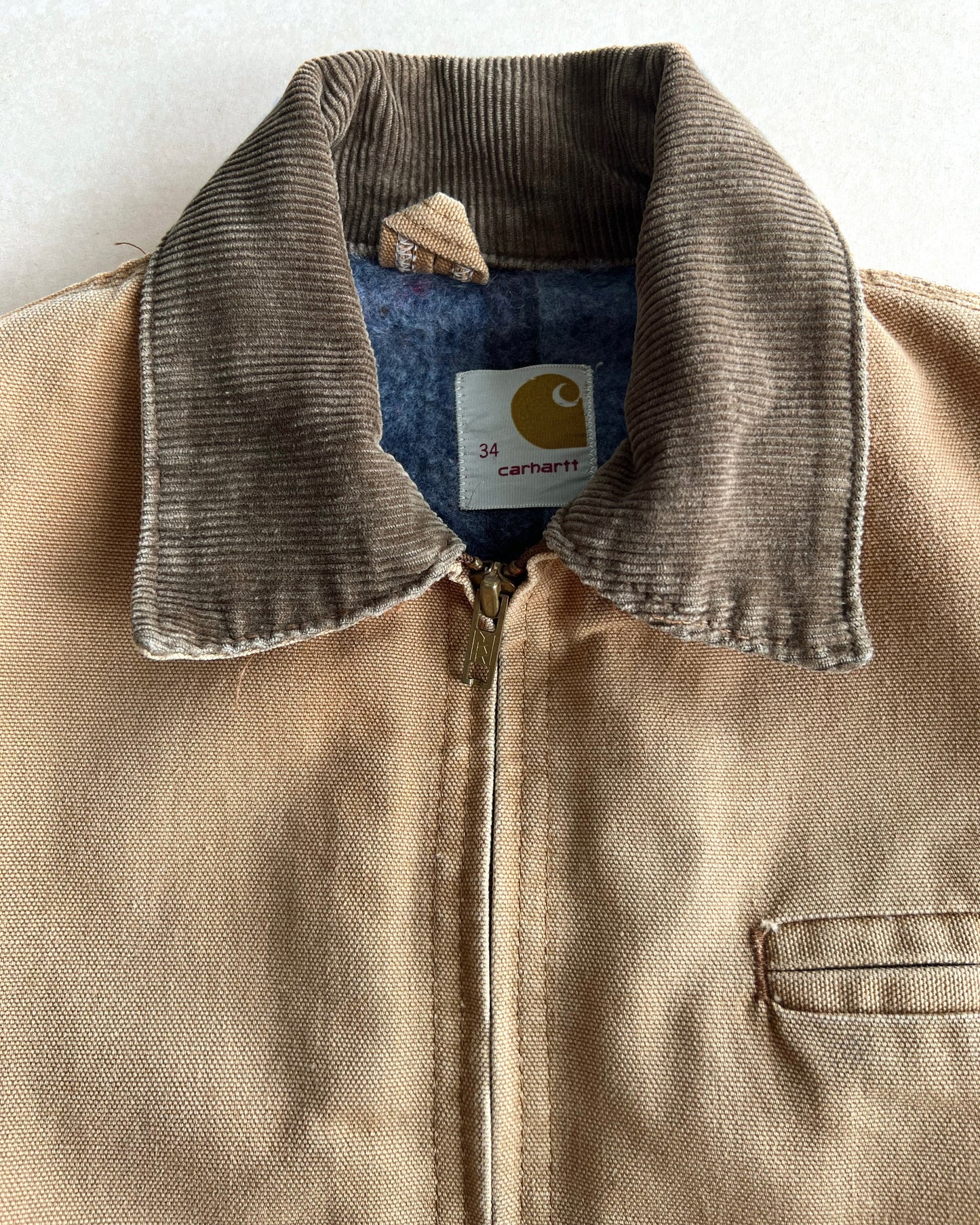 1980S FADED BROWN CARHARTT DETROIT WORK JACKET (S/M)