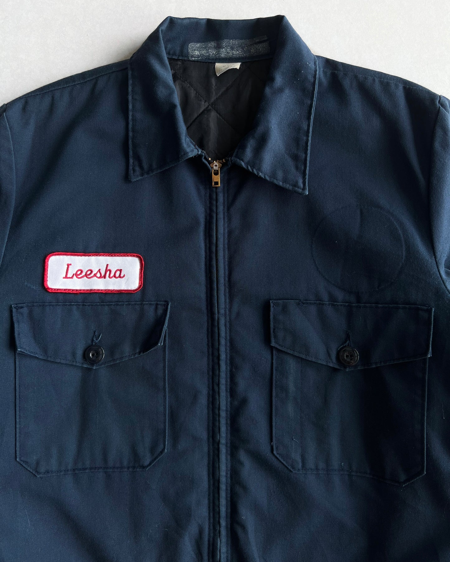 1970S NAVY DOUBLE POCKET WORK JACKET (S/M)