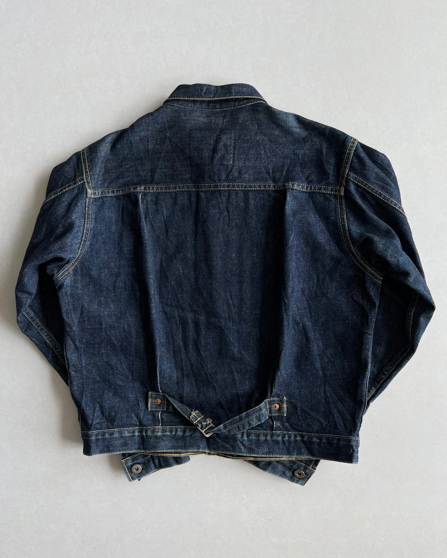 1990S DARK WASHED BIG E LEVI'S TYPE I SELVEDGE DENIM JACKET (M)