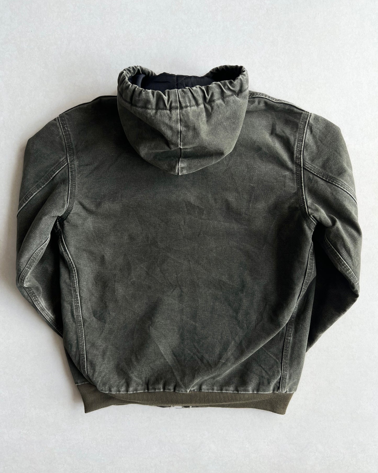 1990S MOSS GREEN CARHARTT HOODED WORK JACKET (M)