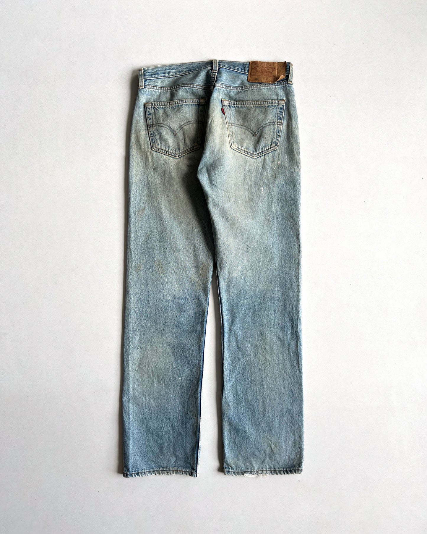 1990S LEVI'S 501 SINGLE R PAINT SPLATTER JEANS (32)