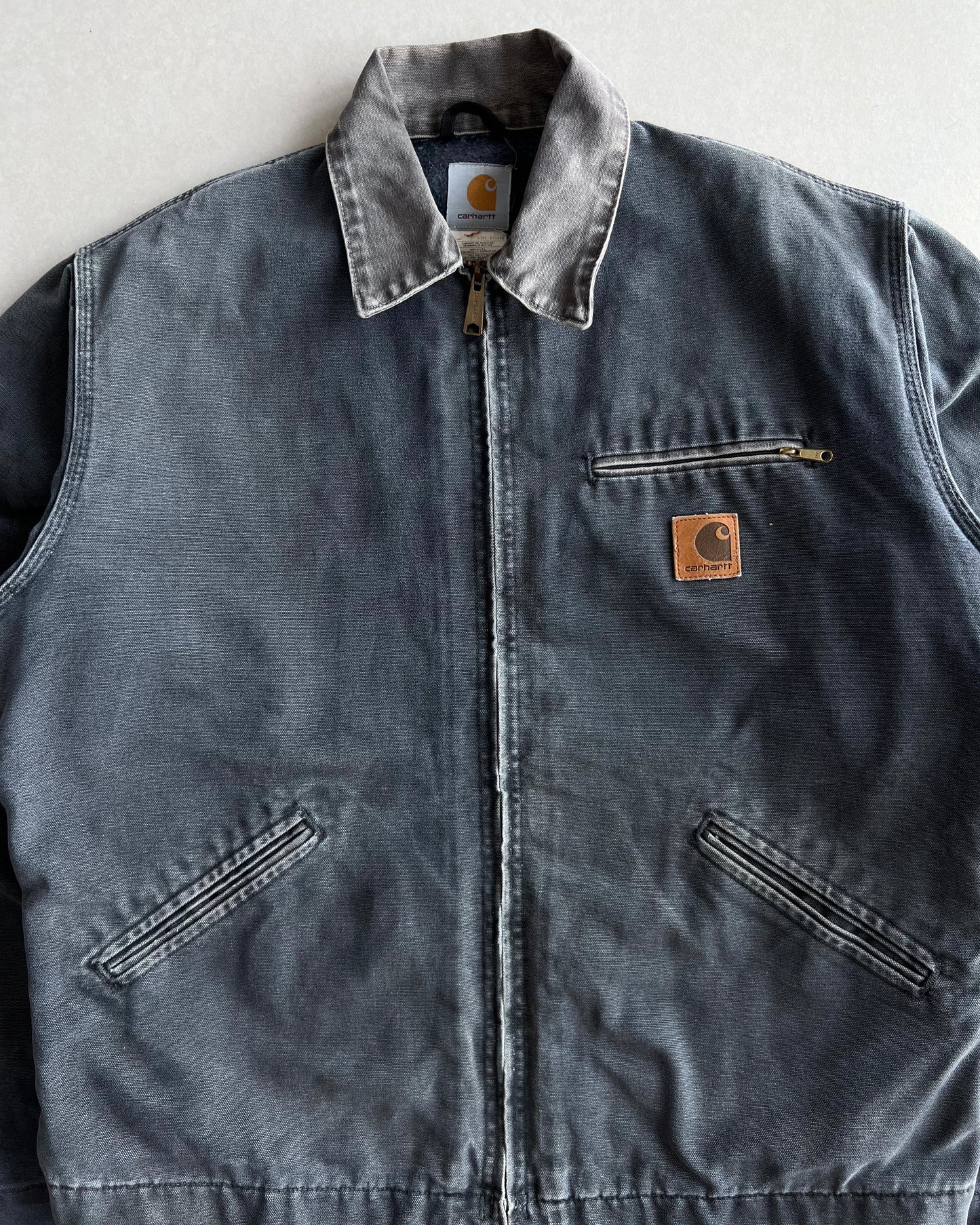 1990S BLUISH GREY CARHARTT DETROIT WORK JACKET (L)
