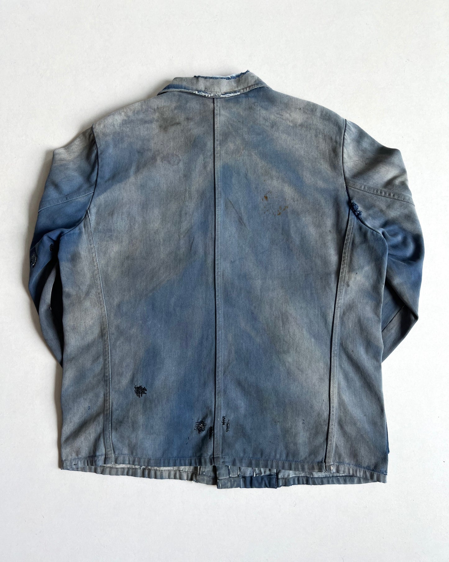 1950S SUN FADED INDIGO GERMAN WORK JACKET (L)