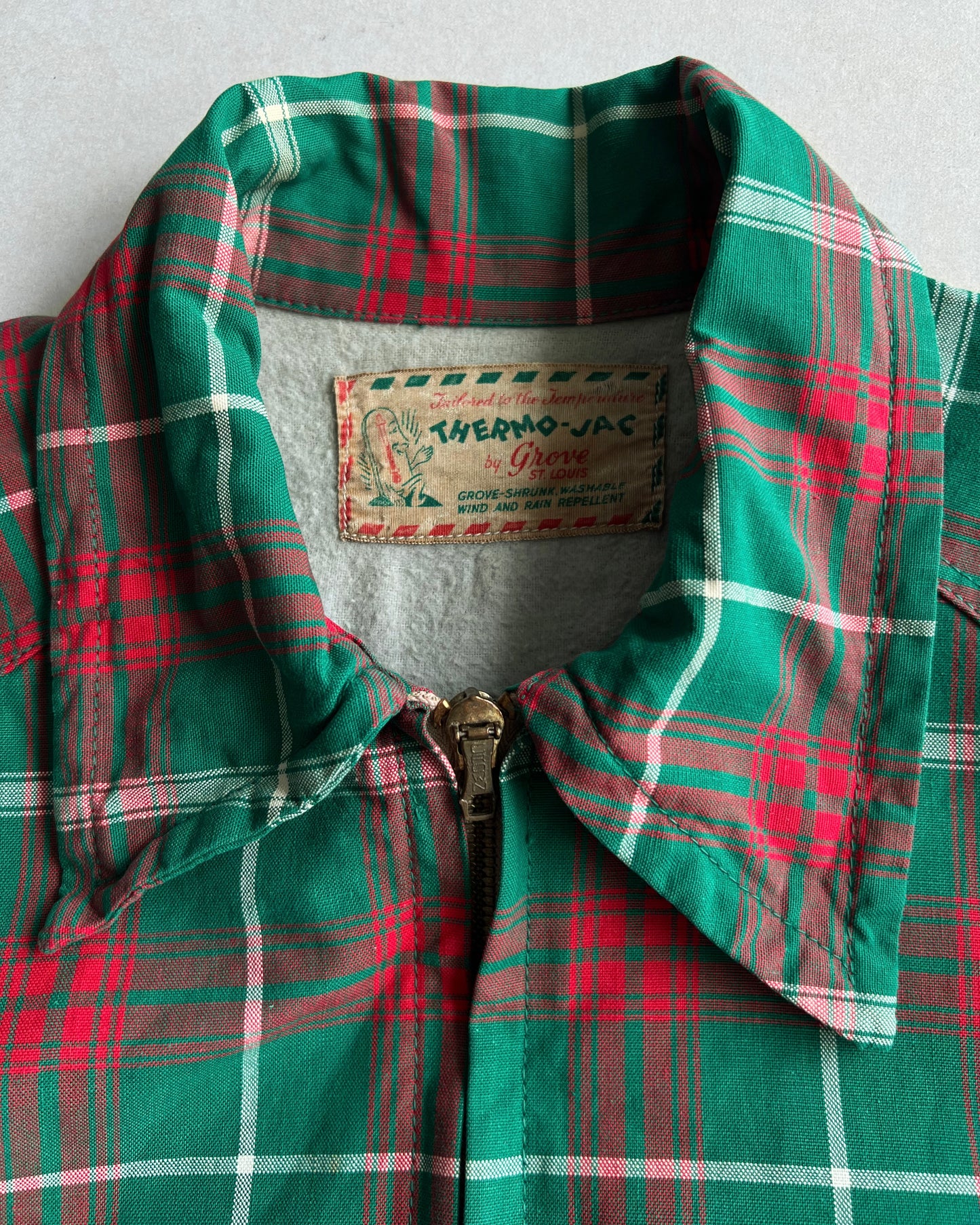 1940S CHECKERED ROCKABILLY ZIP-UP JACKET (M)