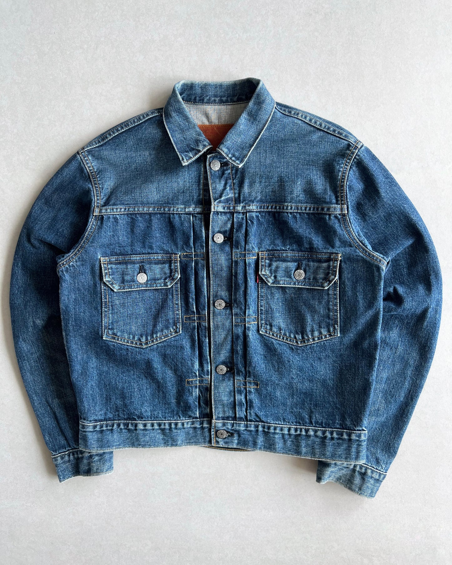 1990S FADED WASHED BIG E LEVI'S TYPE II SELVEDGE DENIM JACKET (S-L)