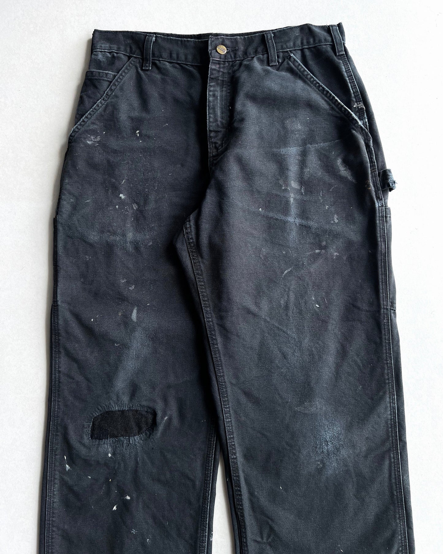 BLACK CARHARTT CARPENTER REPAIRED WORK PANTS (31X31)