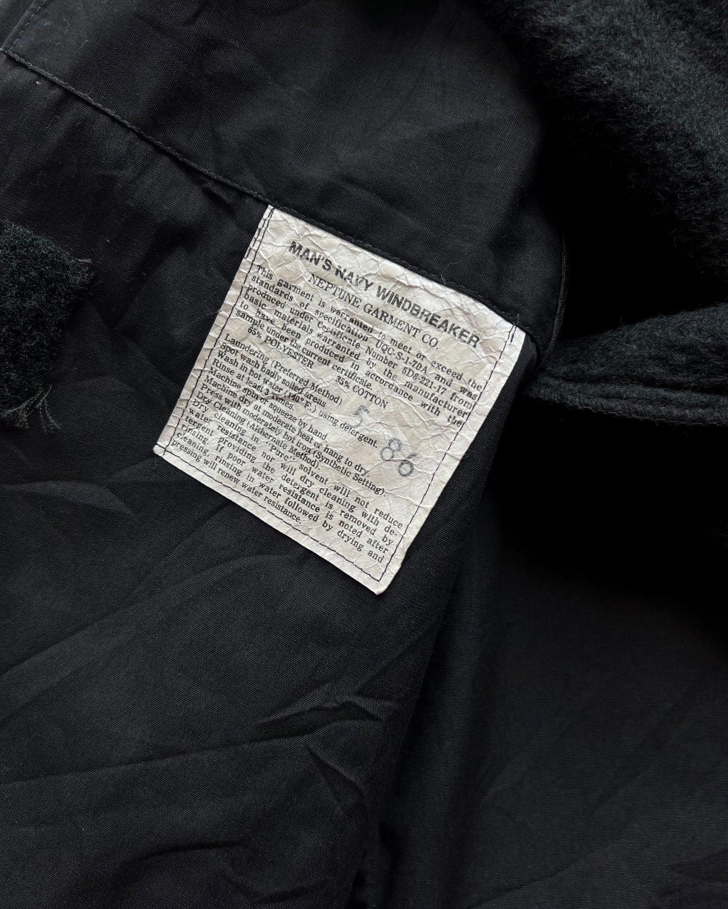 1970S BLACK US NAVY WINDBREAKER JACKET (L)