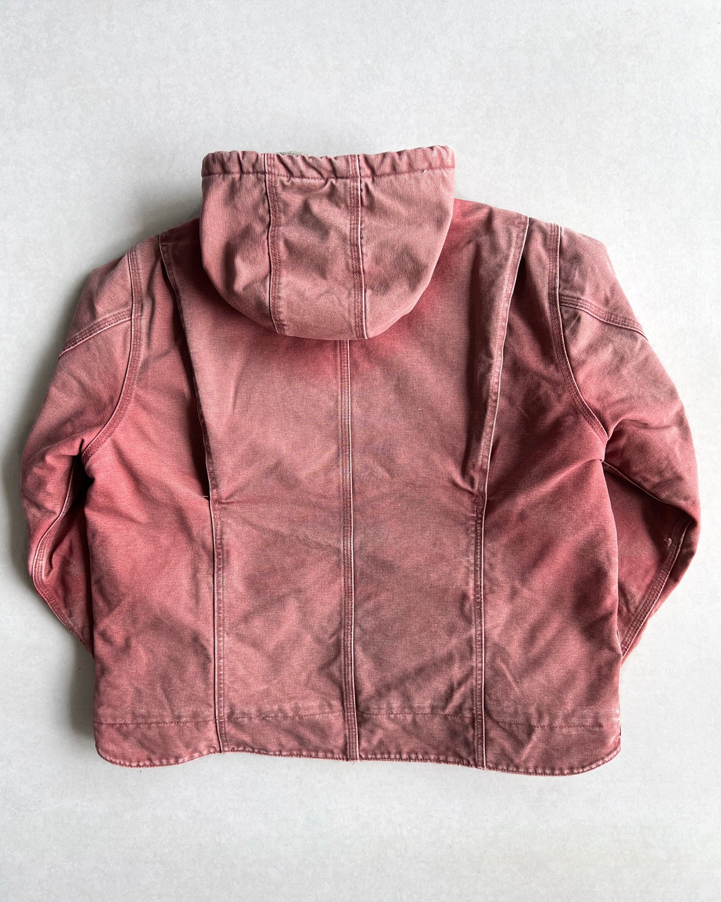 1990S SALMON PINK CARHARTT DETROIT HOODED WORK JACKET (M/L)