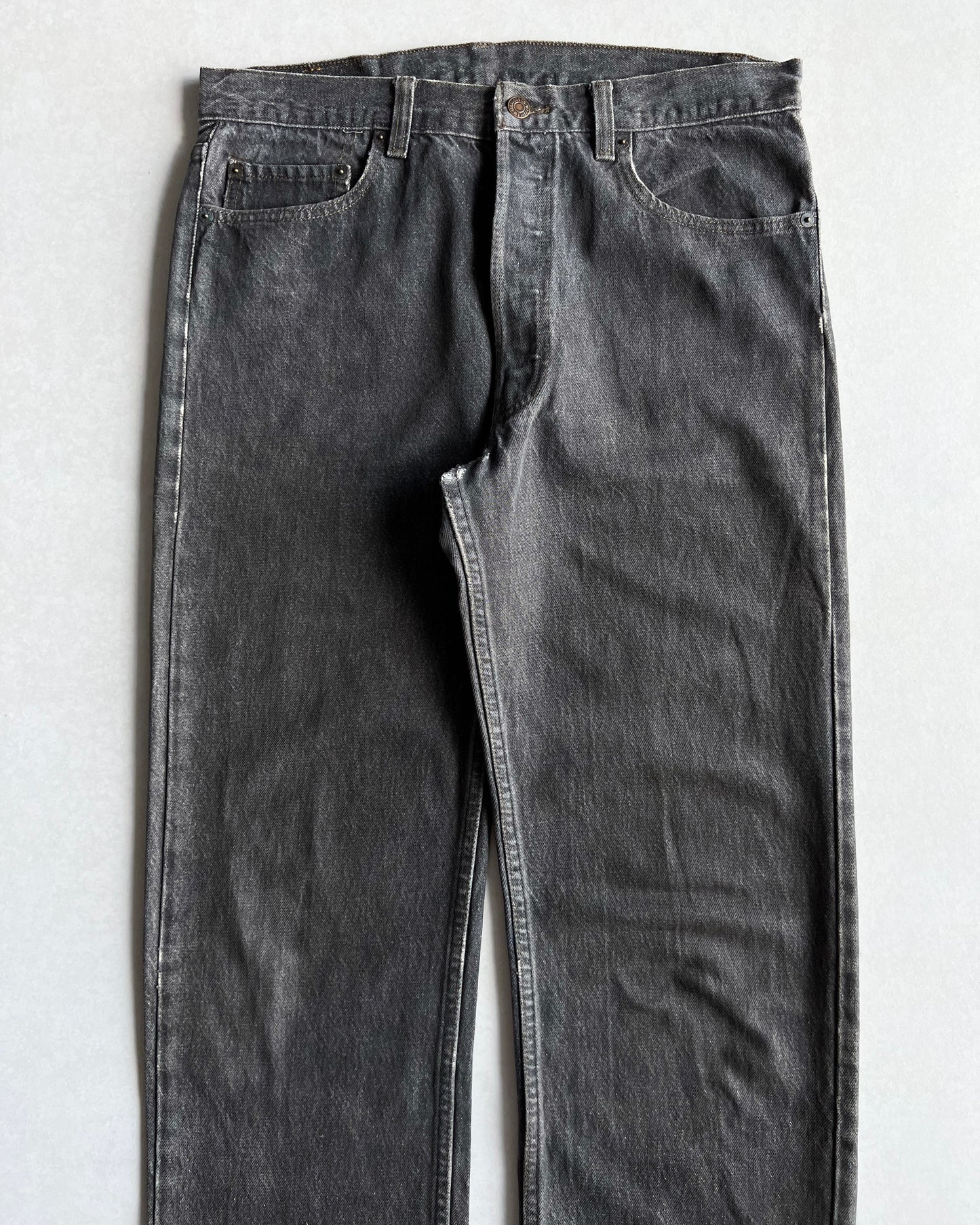 1980S FADED GREY LEVI'S 501 JEANS (34X36)