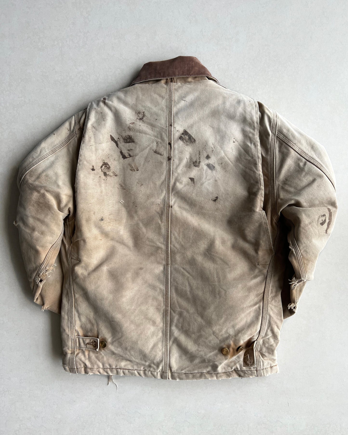 1990S FADED BROWN CARHARTT ARCTIC DISTRESSED WORK JACKET (M)