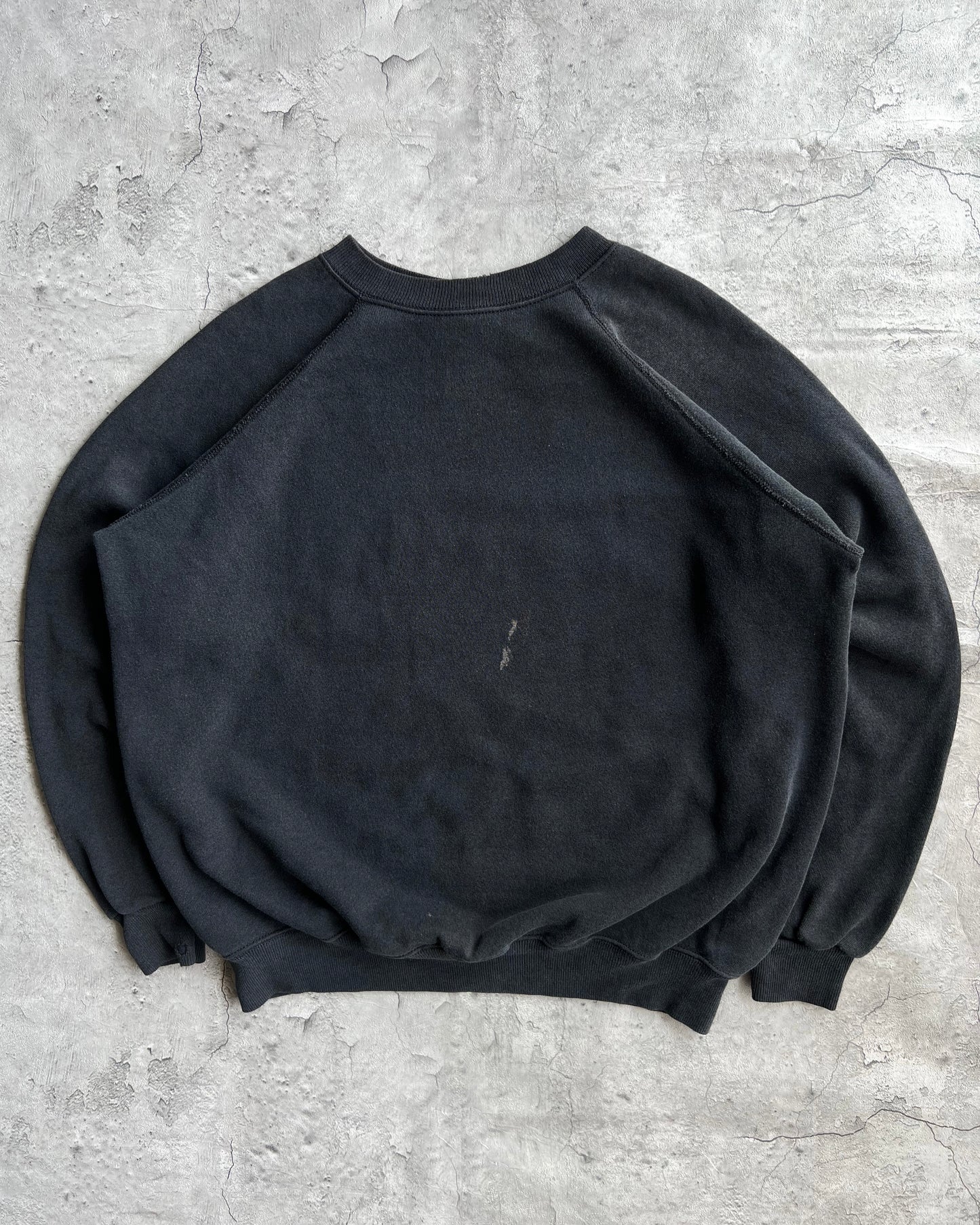 1990S FADED BLACK BLANK HANES RAGLAN SWETASHIRT (XL)