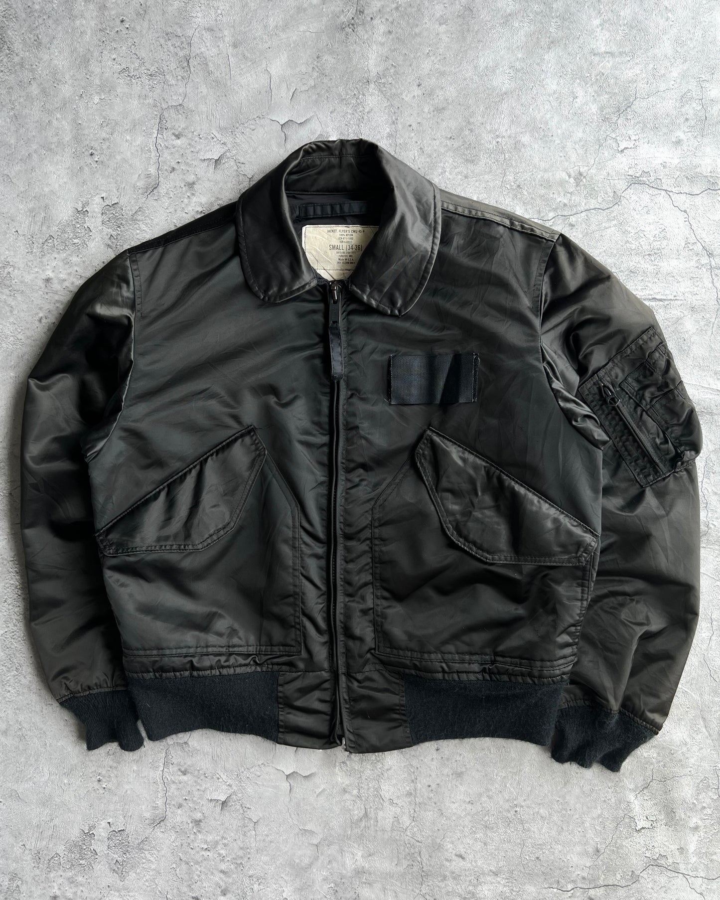 1980S BLACK CWU-45 USAF FLIGHT JACKET (S-L)