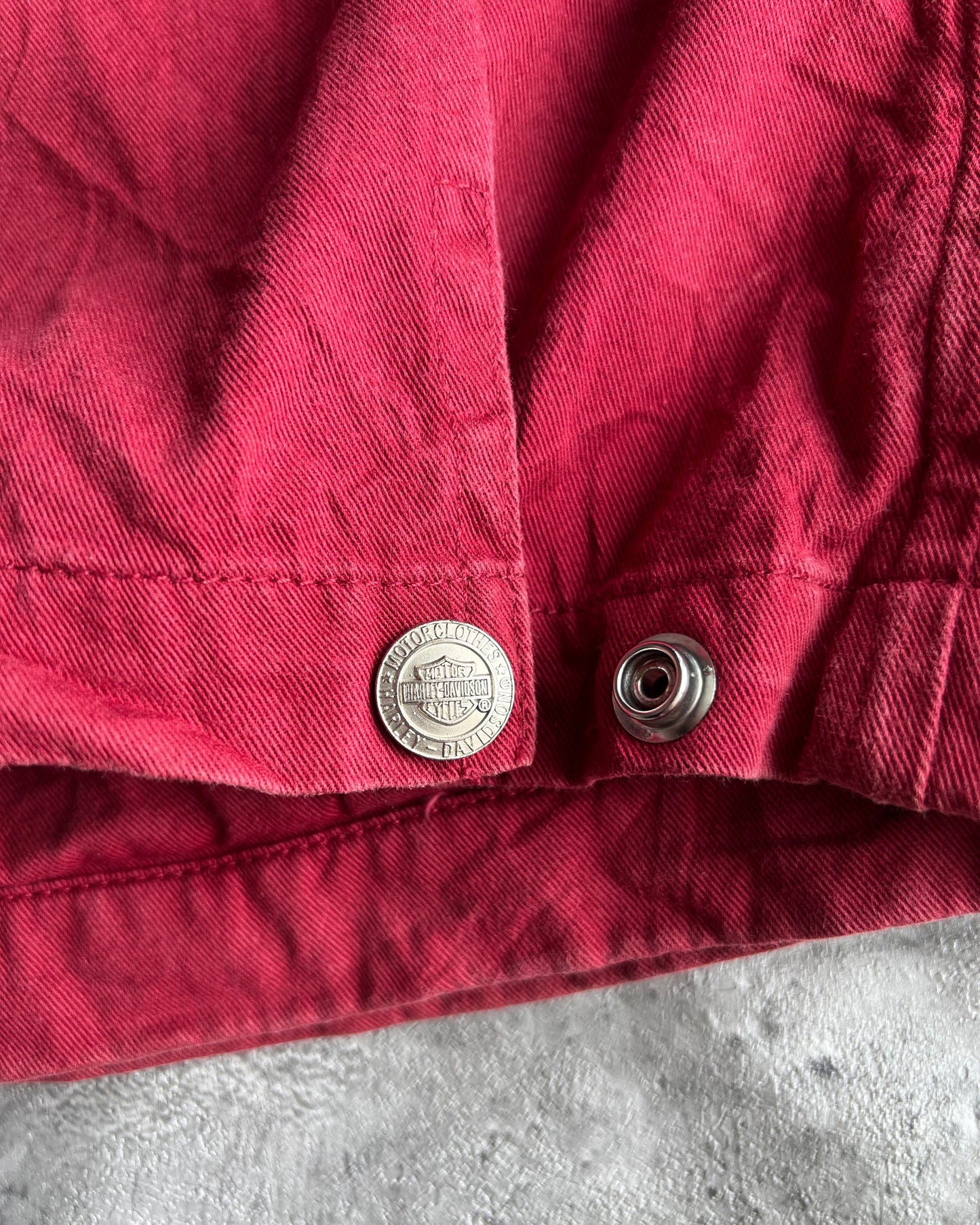 2000S MAROON HARLEY DAVIDSON ZIP-UP WORK JACKET (L)