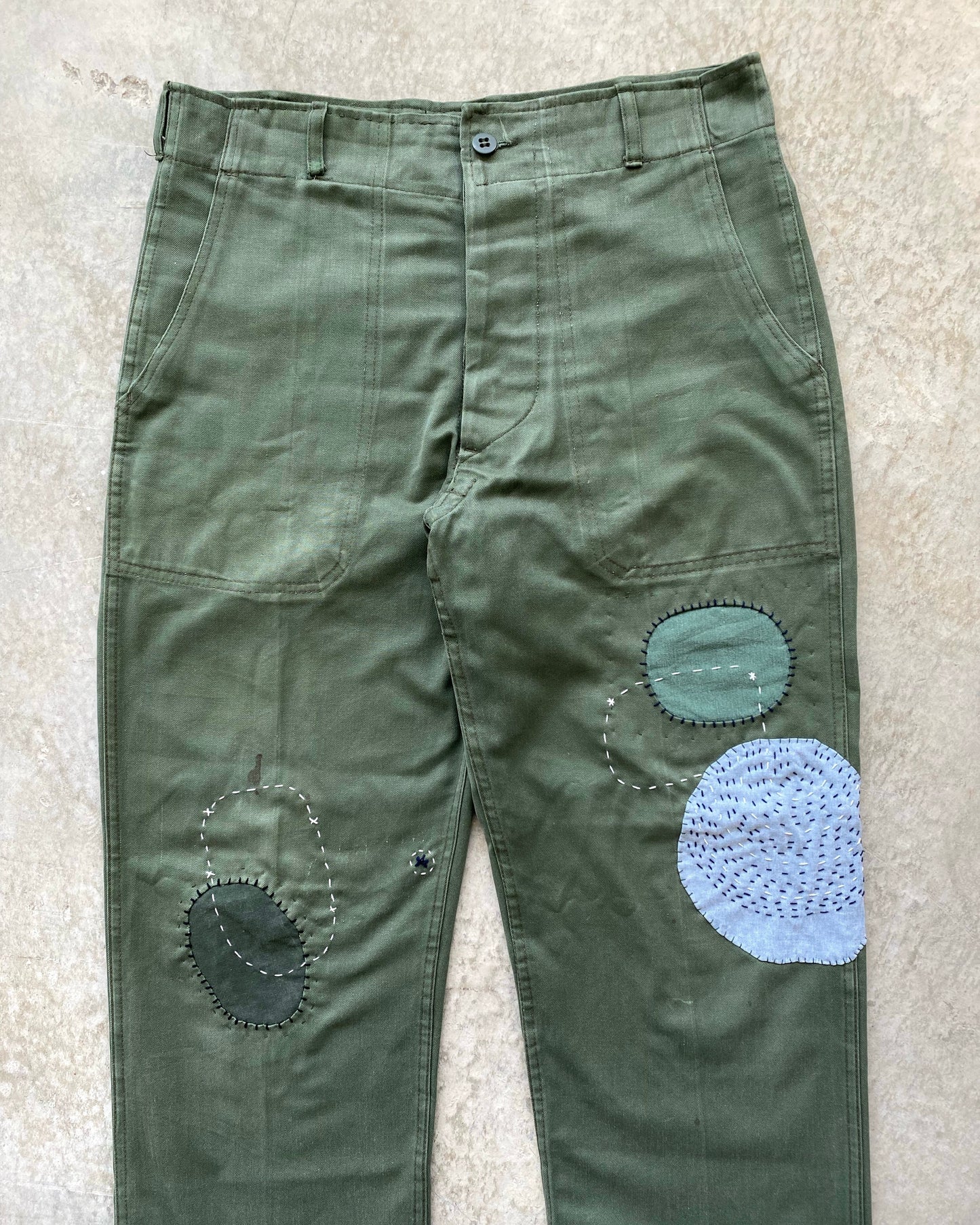 1970S PATCH OG-107 HBT KOREAN ARMY TROUSERS