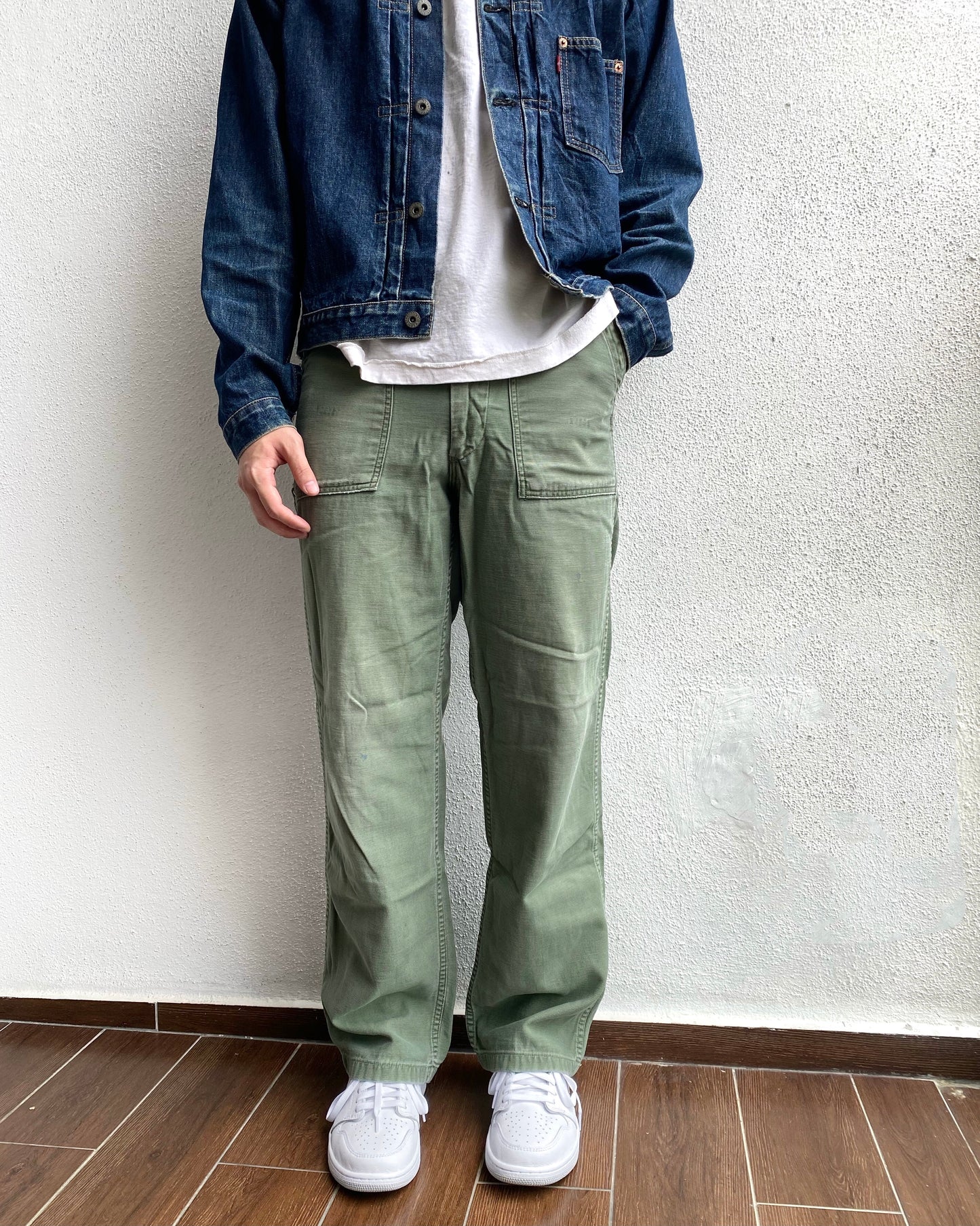 1960S FADED OG-107 TYPE I SATEEN FATIGUE TROUSERS (30X33)