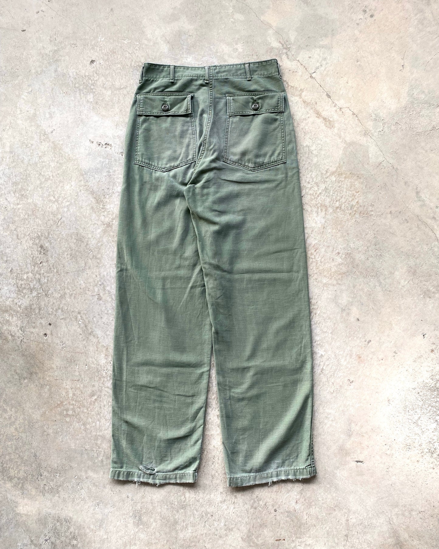1960S FADED OG-107 TYPE I SATEEN FATIGUE TROUSERS (30X33)