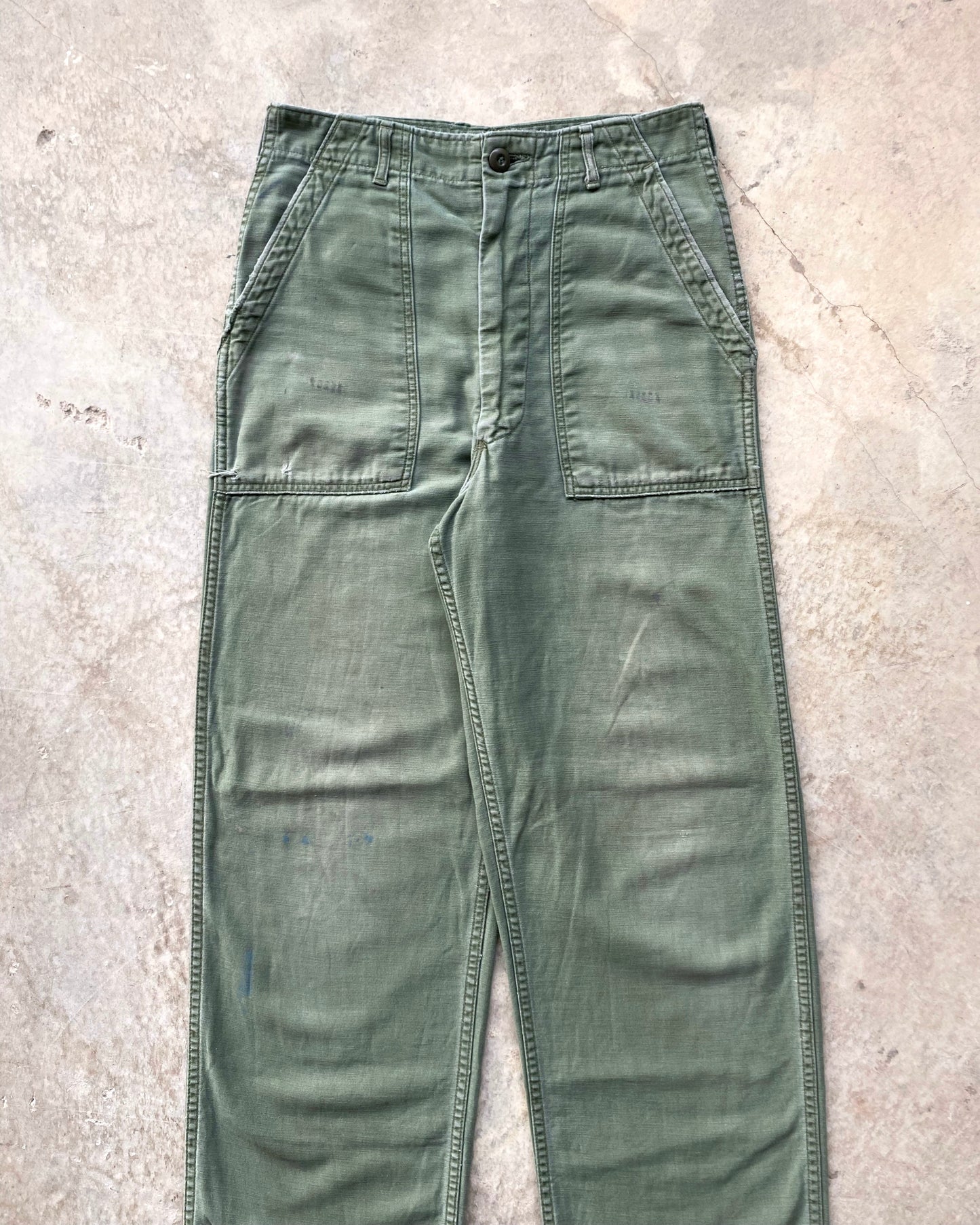 1960S FADED OG-107 TYPE I SATEEN FATIGUE TROUSERS (30X33)