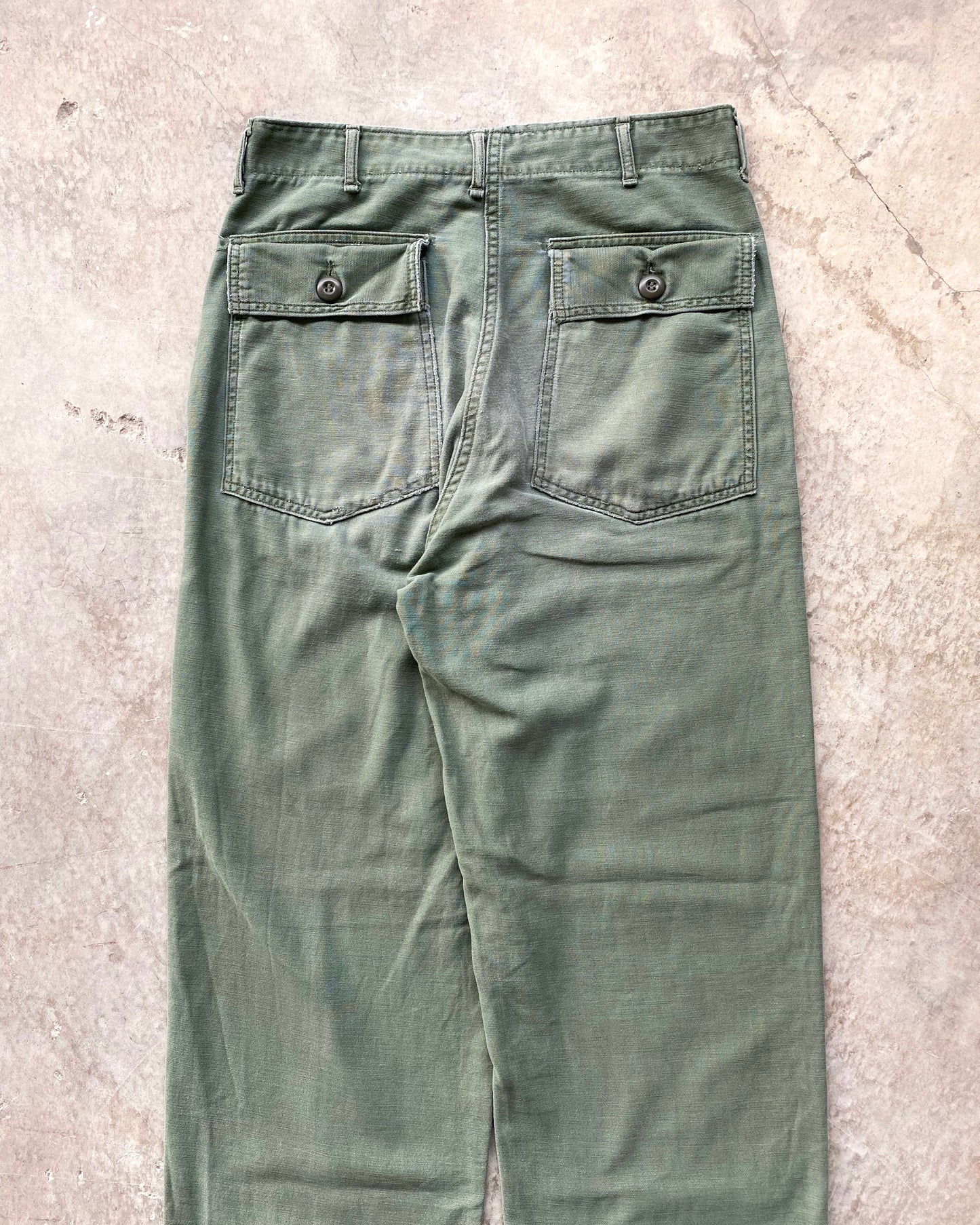 1960S FADED OG-107 TYPE I SATEEN FATIGUE TROUSERS (30X33)