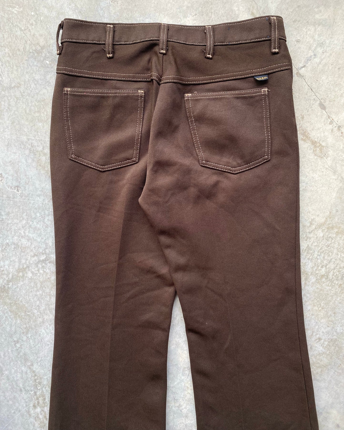 1960S/1970S BROWN FARAH STA PREST BOOTCUT TROUSERS (31X30)
