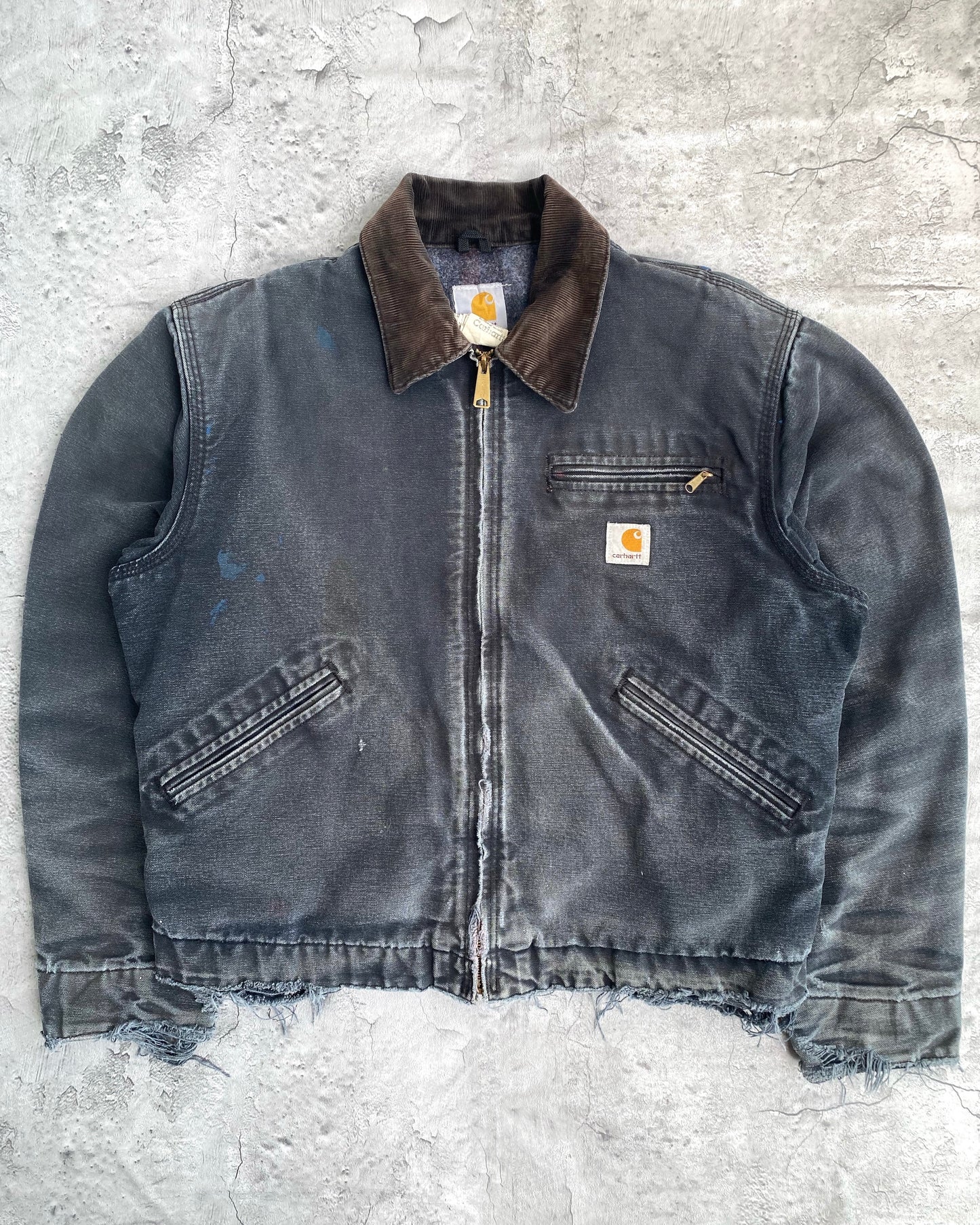 1990S SUN FADED BLACK CARHARTT DETROIT JACKET (S-L)
