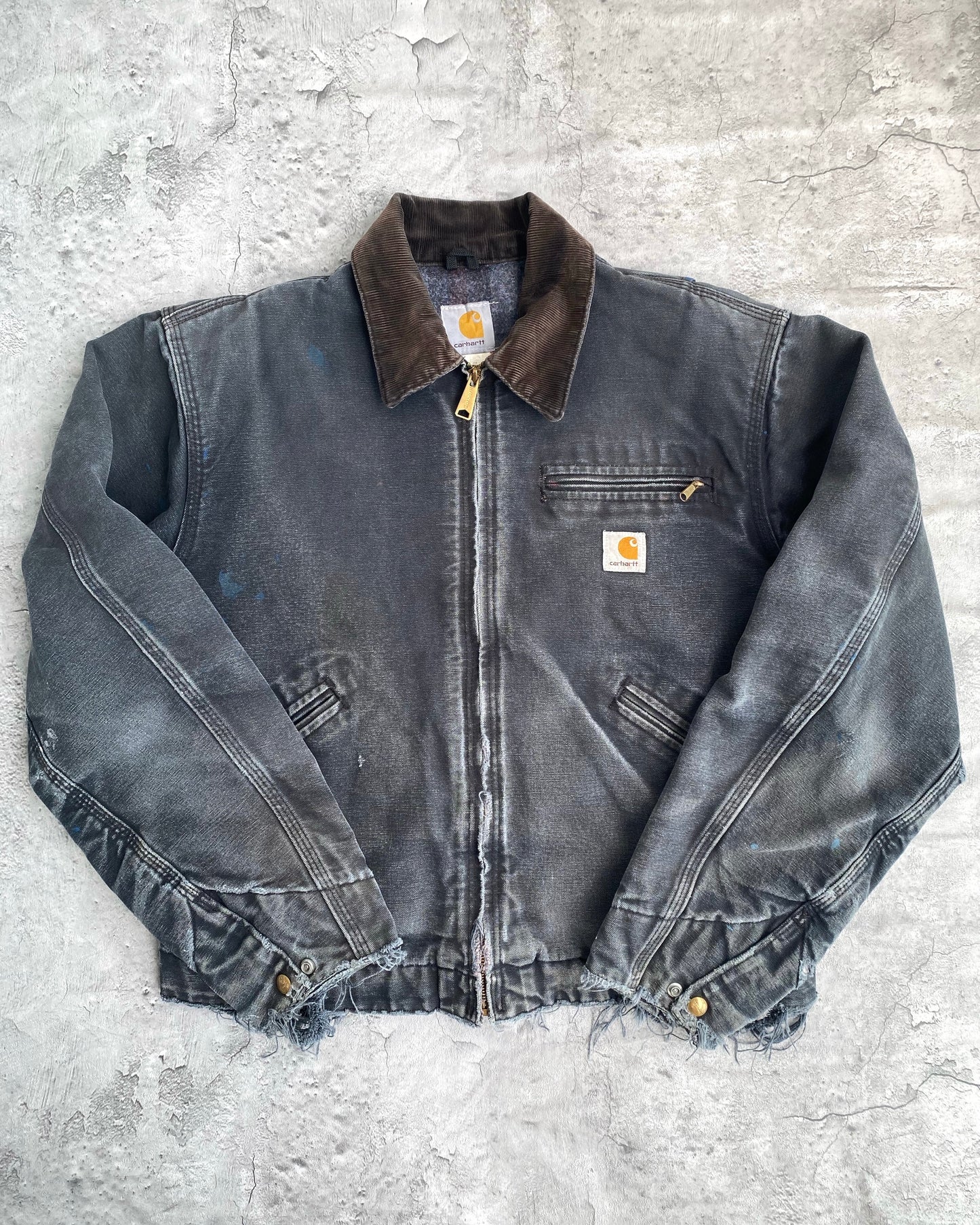 1990S SUN FADED BLACK CARHARTT DETROIT JACKET (S-L)