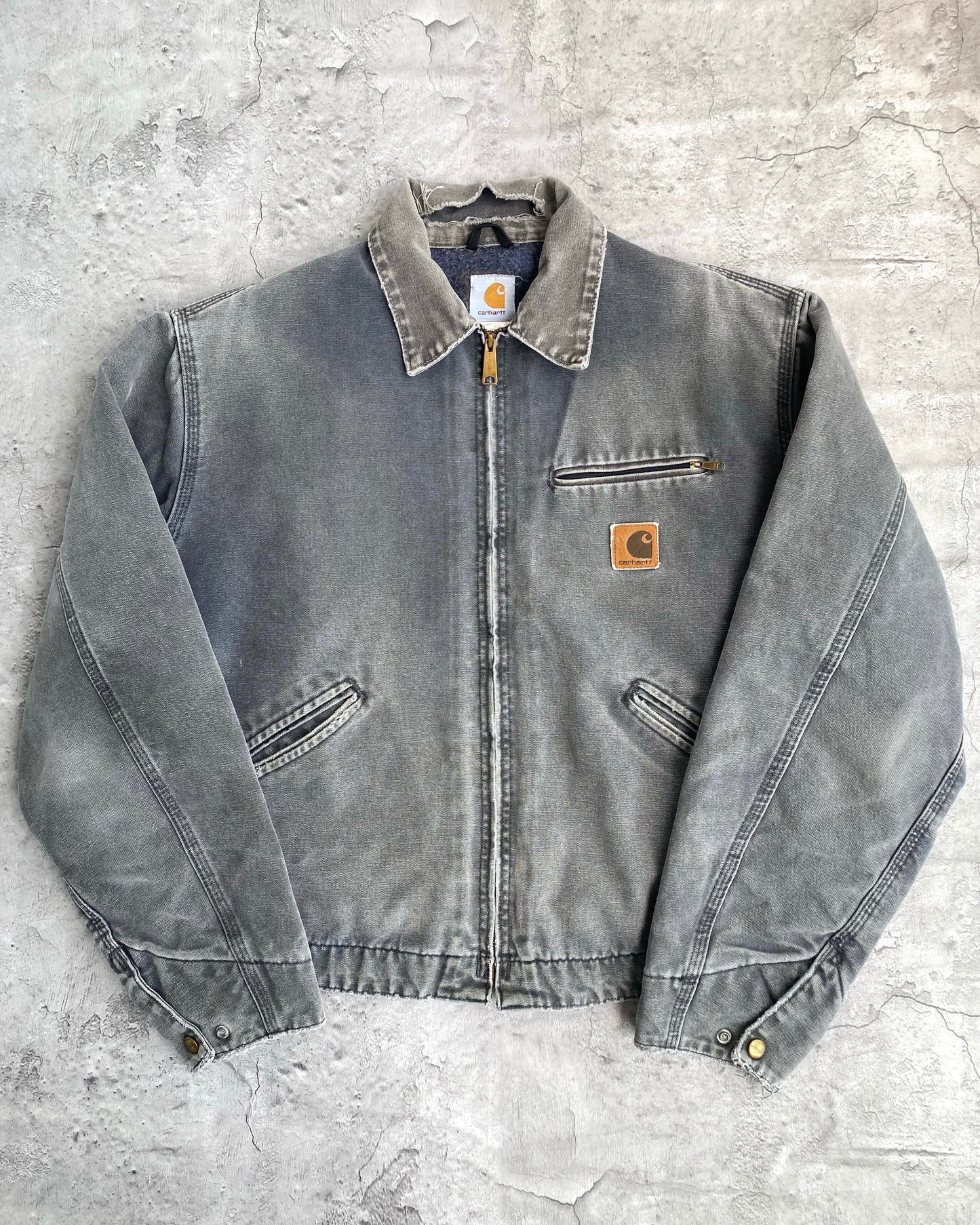 1980S FADED GREY CARHARTT DETROIT JACKET (L/XL)