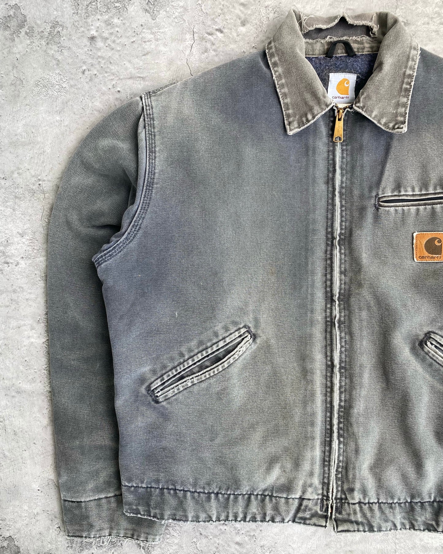 1980S FADED GREY CARHARTT DETROIT JACKET (L/XL)