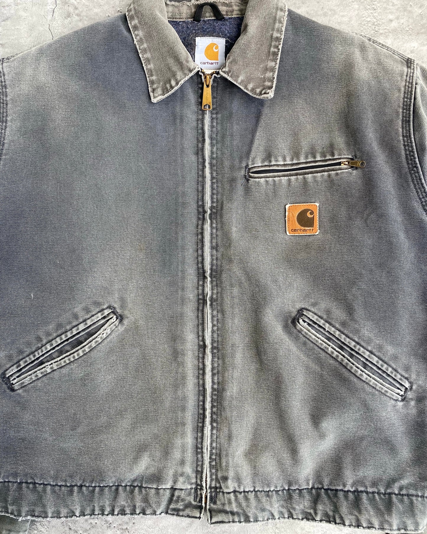 1980S FADED GREY CARHARTT DETROIT JACKET (L/XL)