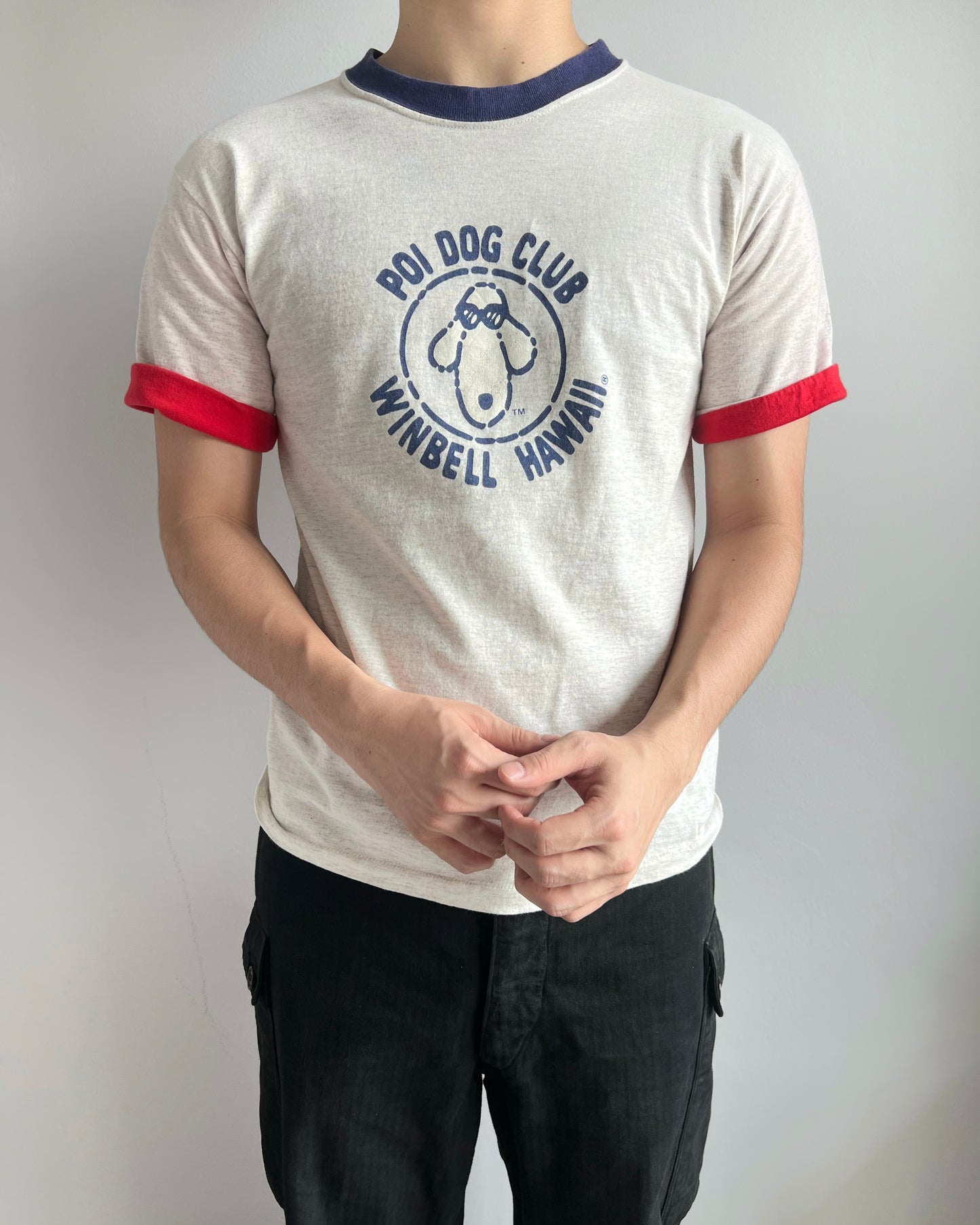 1990S 'POI DOG CLUB' RINGER TEE (S)