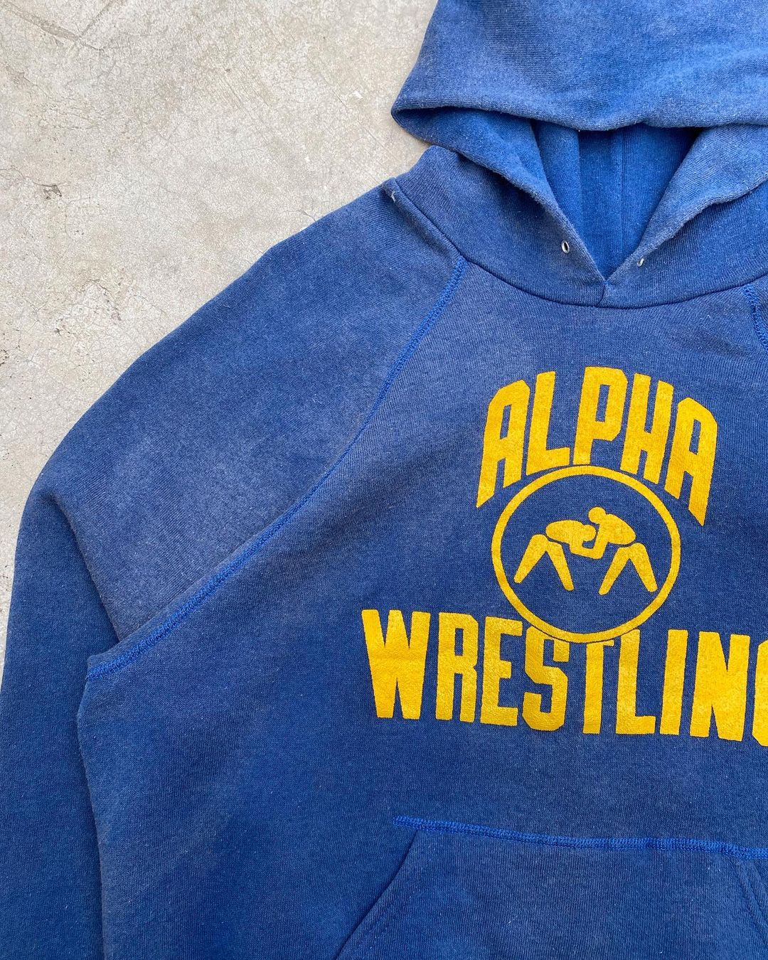 1980s Sun Faded ‘Alpha Wrestling’ Raglan Hoodie