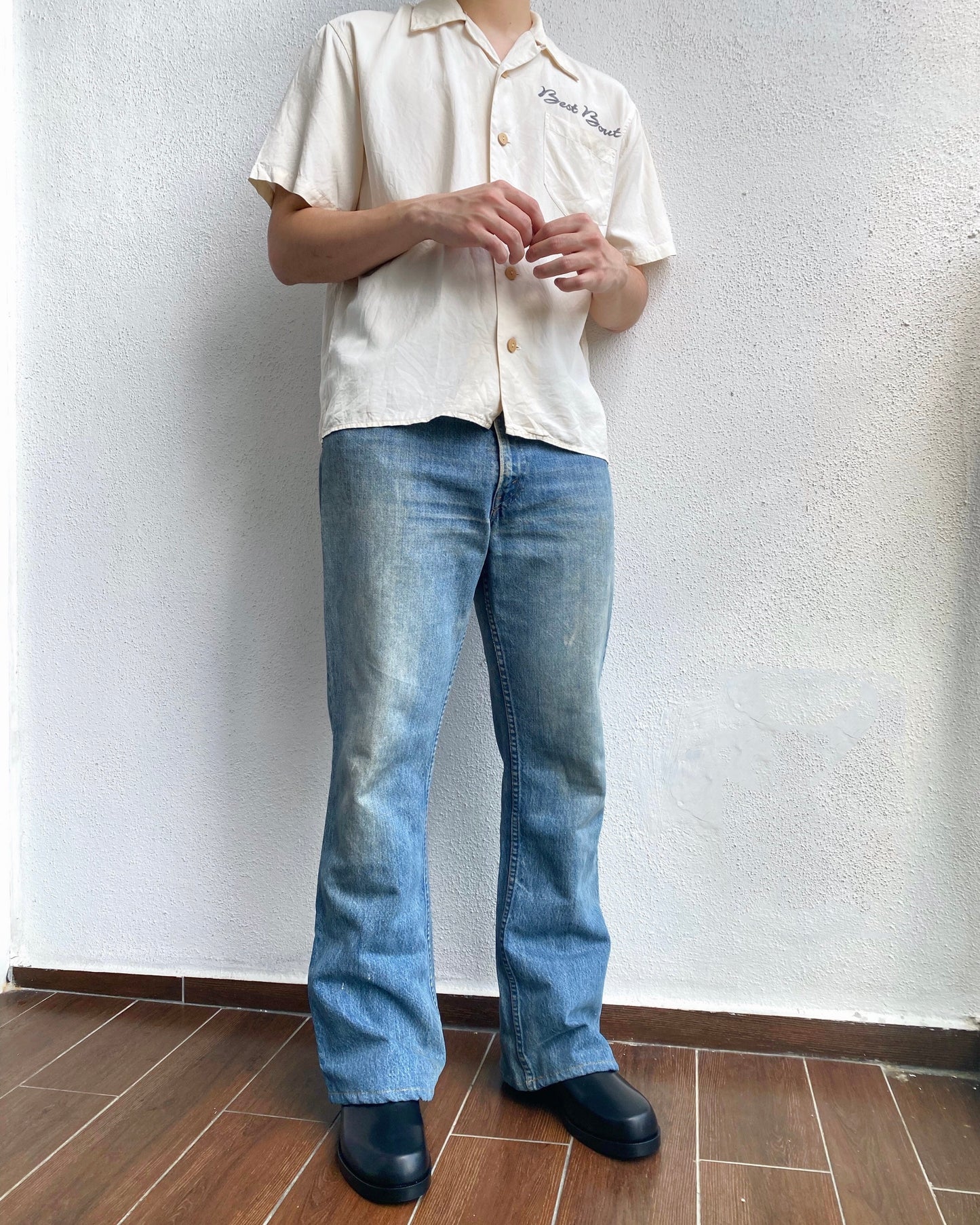 1970S FADED WASHED LEVI'S 646 BOOTCUT JEANS (35X32)