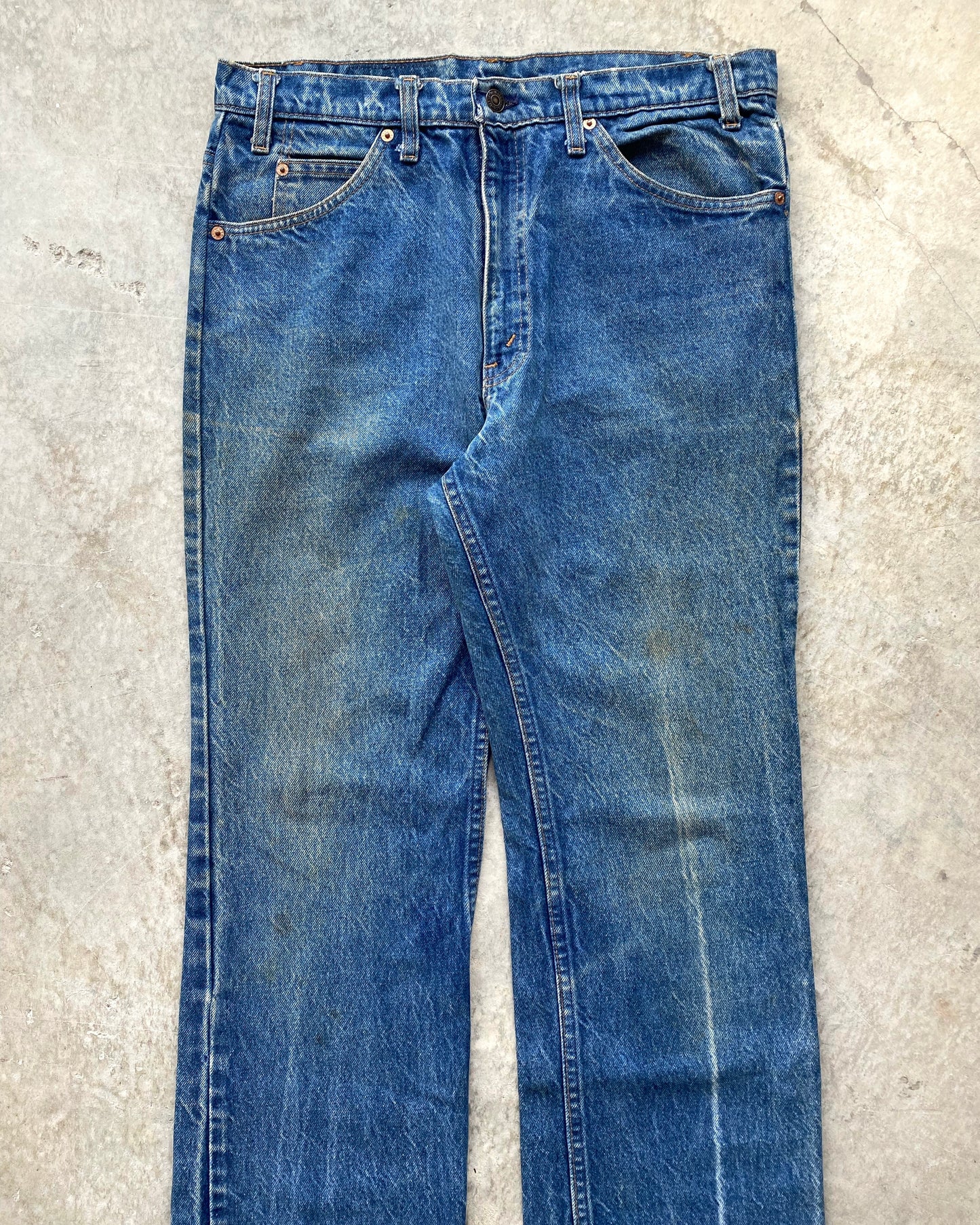 1980S MEDIUM WASHED LEVI'S 517 FLARE JEANS (34X34)