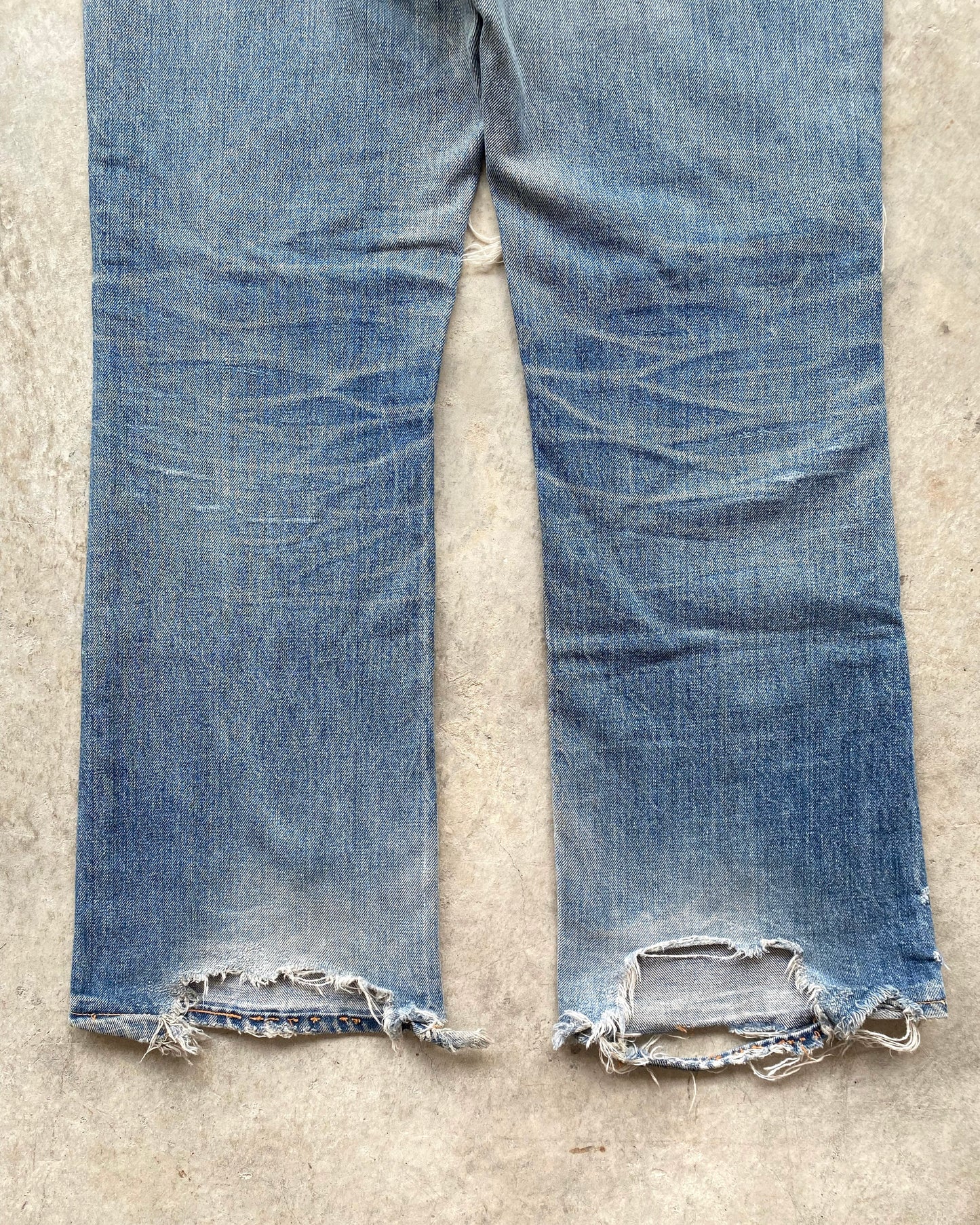 1970S FADED WASHED LEVI'S 517 DISTRESSED FLARE JEANS (32X30)