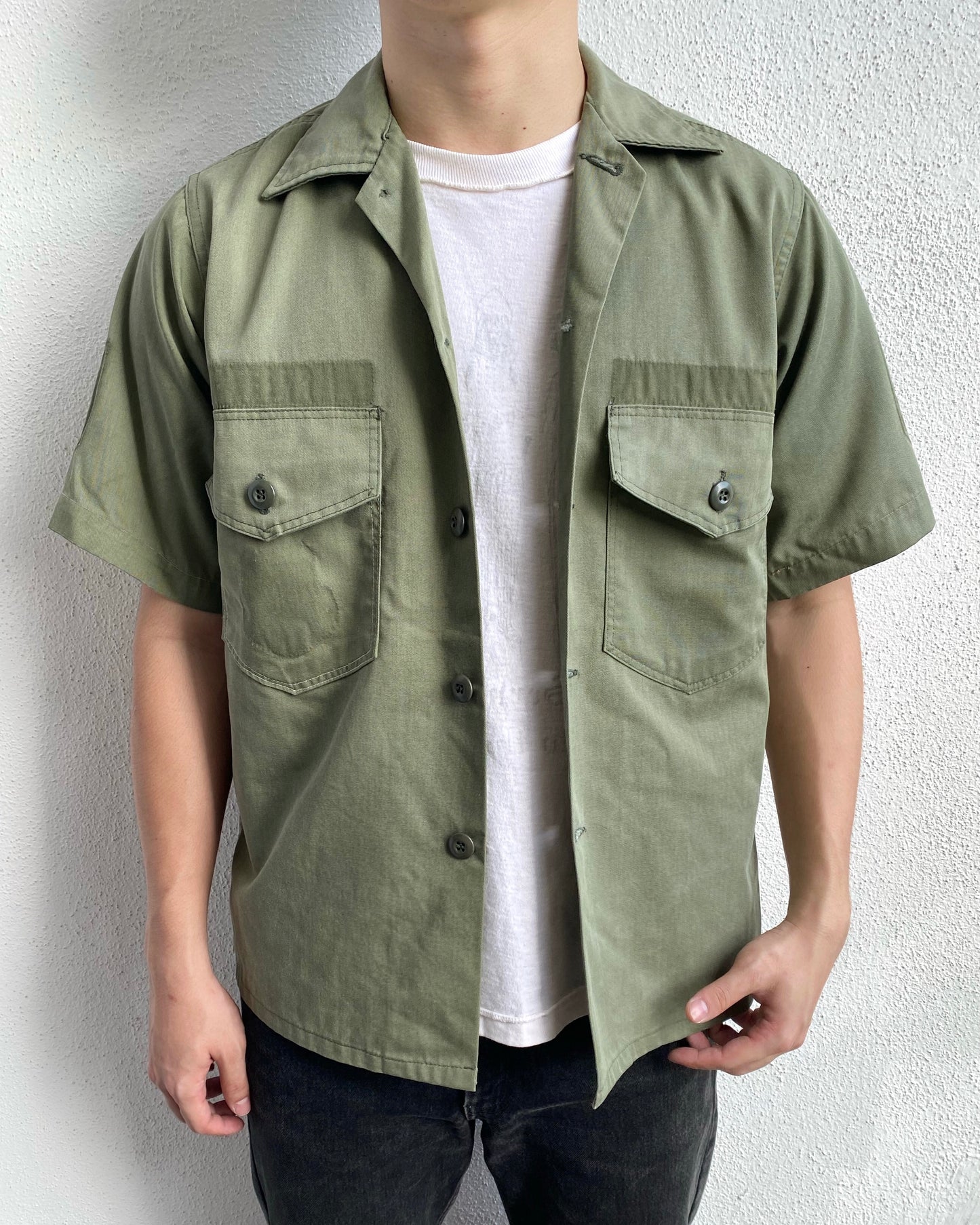 1960/1970S US ARMY OG-107 SHORT SLEEVES UTILITY SHIRT (M)