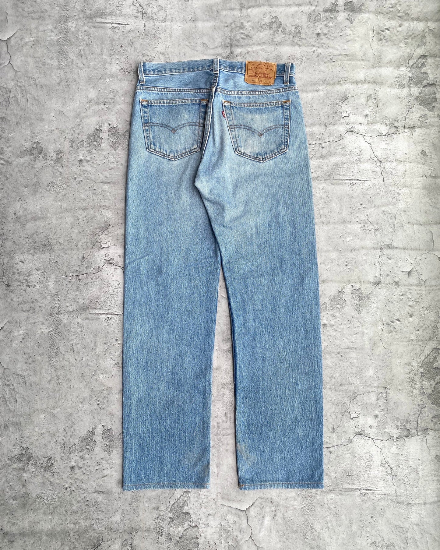1990S FADED WASHED LEVI'S 501 SASHIKO REPAIRED JEANS (32X32)