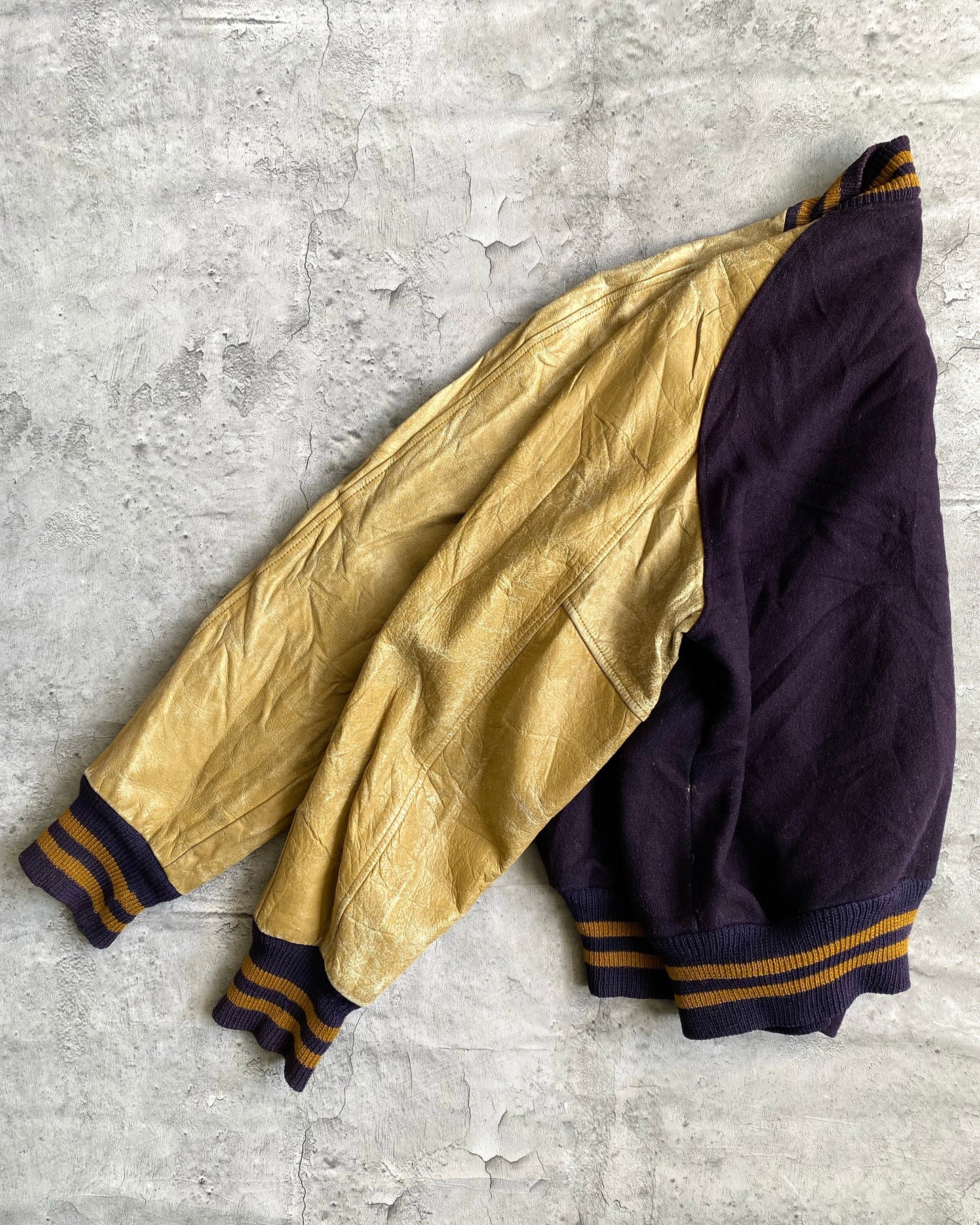 1950S RAGLAN LEATHER SLEEVES VARSITY JACKET (L)