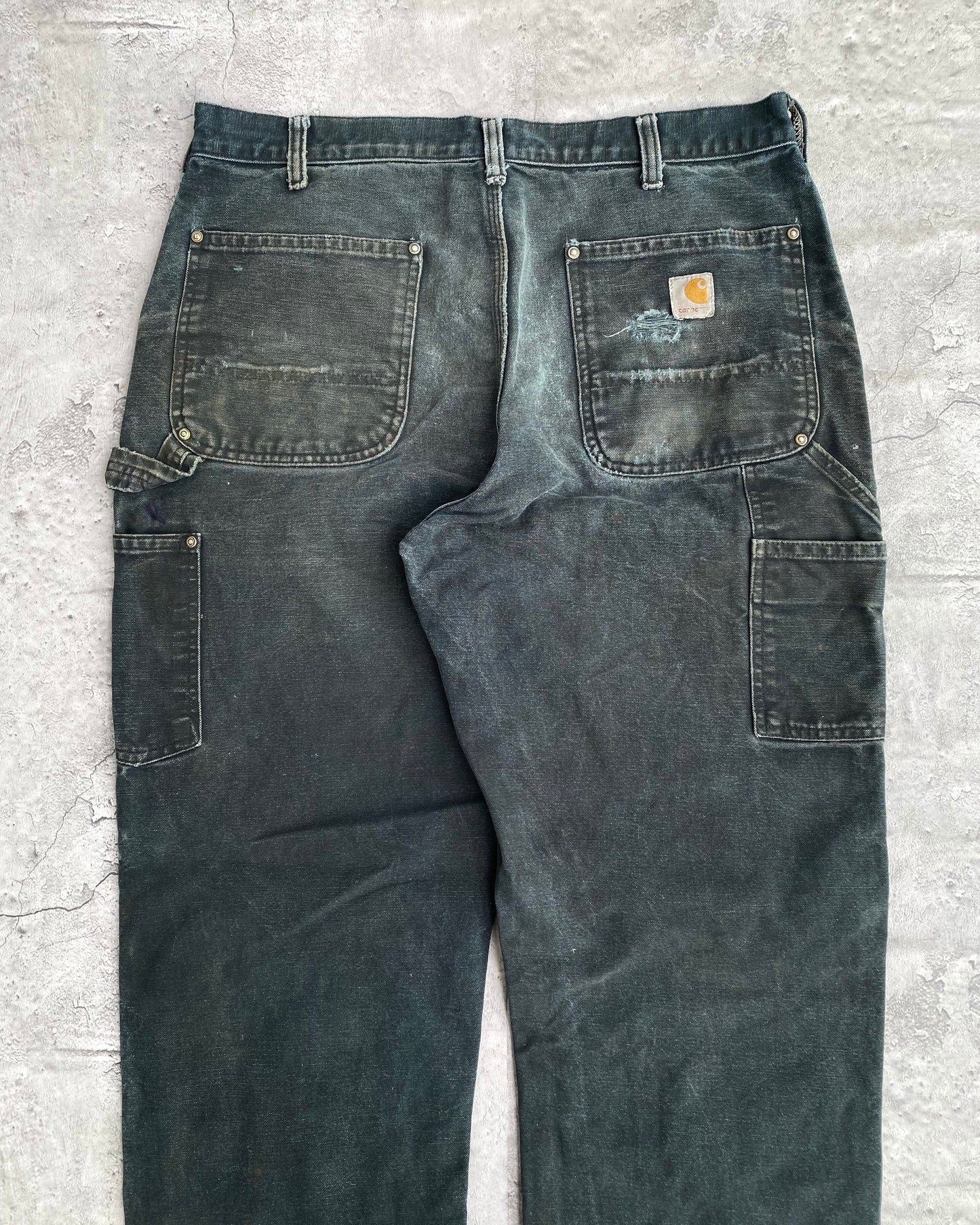 1990S FADED BLACK CARHARTT DOUBLE KNEE PANTS SIZE (34X32)