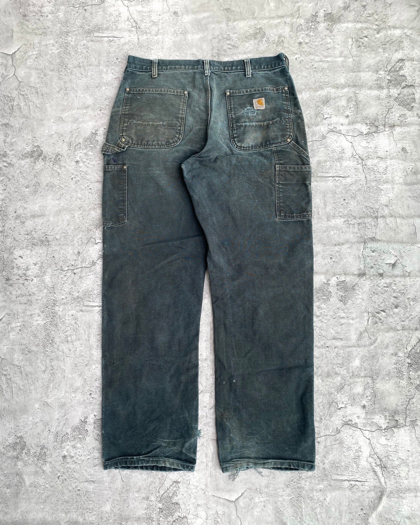 1990S FADED BLACK CARHARTT DOUBLE KNEE PANTS SIZE (34X32)