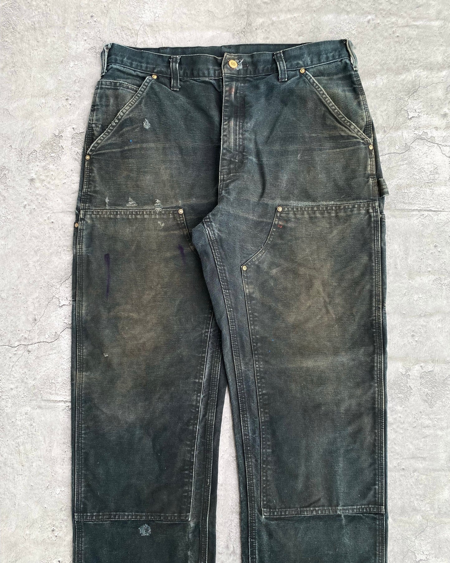 1990S FADED BLACK CARHARTT DOUBLE KNEE PANTS SIZE (34X32)