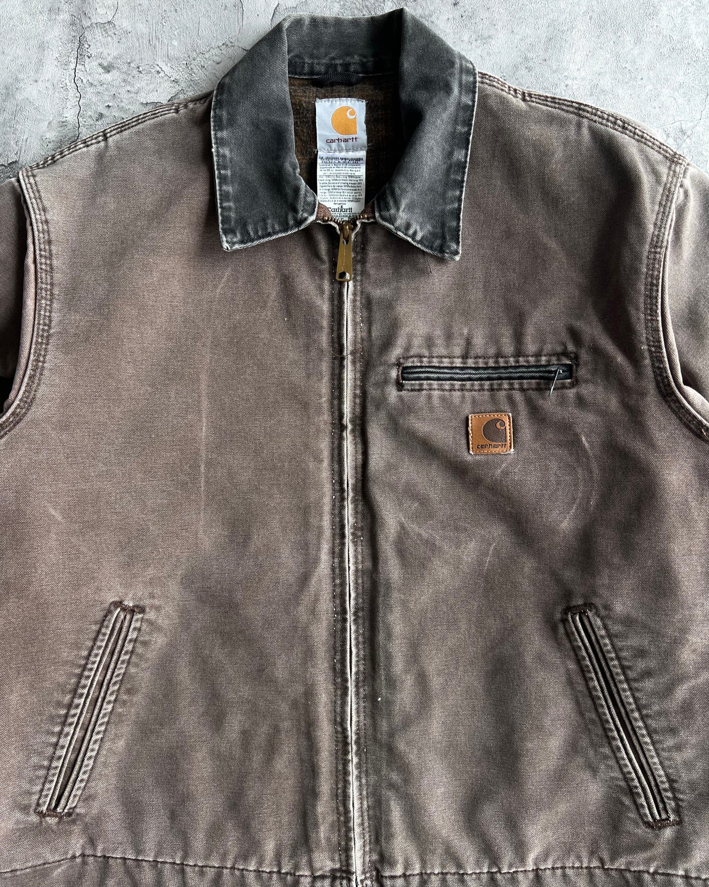 1990S FADED CHOCOLATE CARHARTT DETROIT WORK JACKET (L)