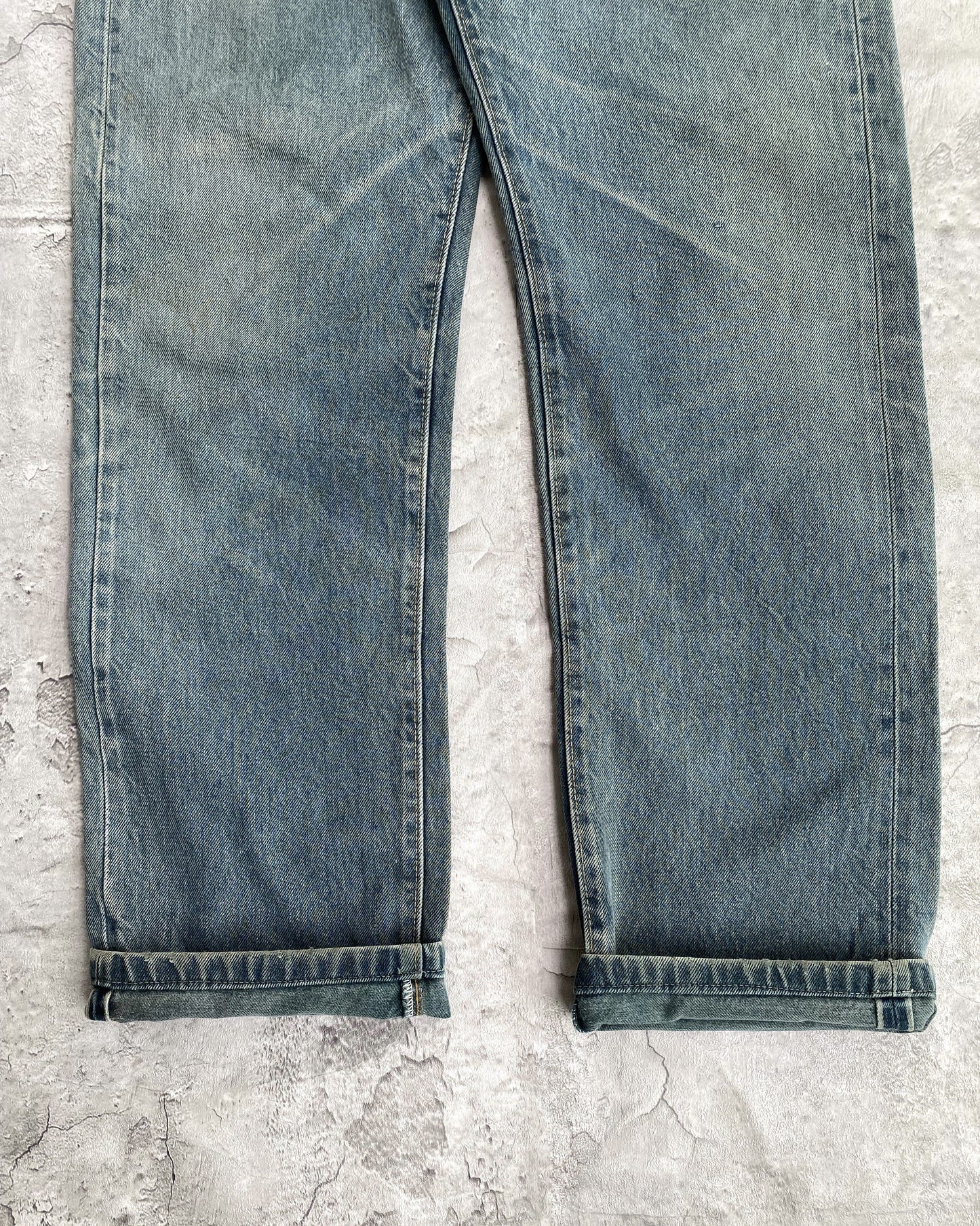 1980S BLUE/GREY DYED LEVI'S 501 SELVEDGE JEANS (33X30)