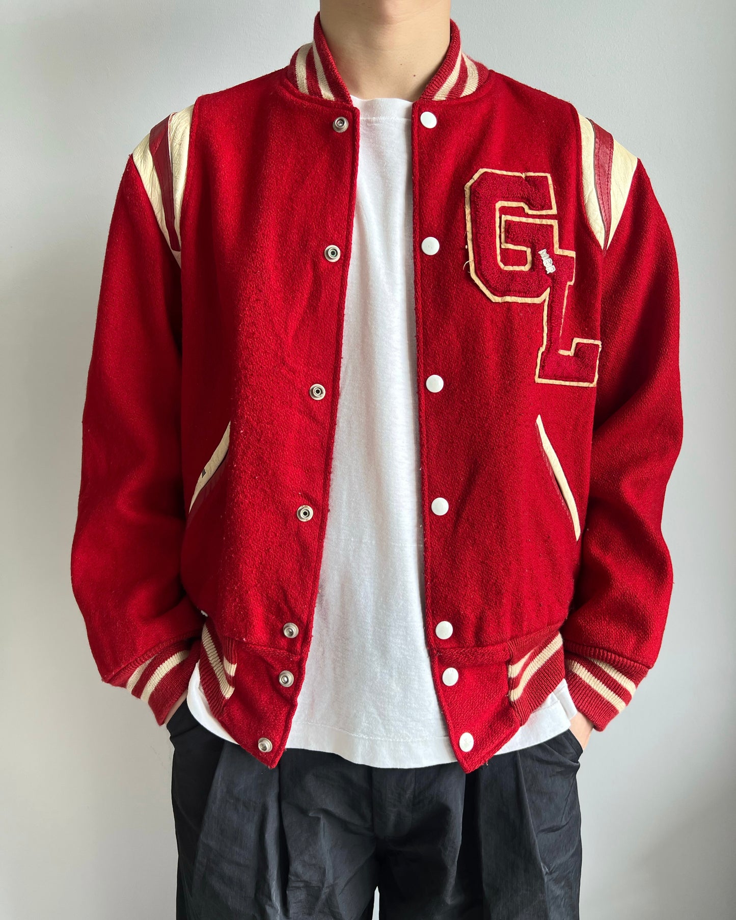 1970S 'GL' LETTERMAN WOOL VARSITY JACKET (M)