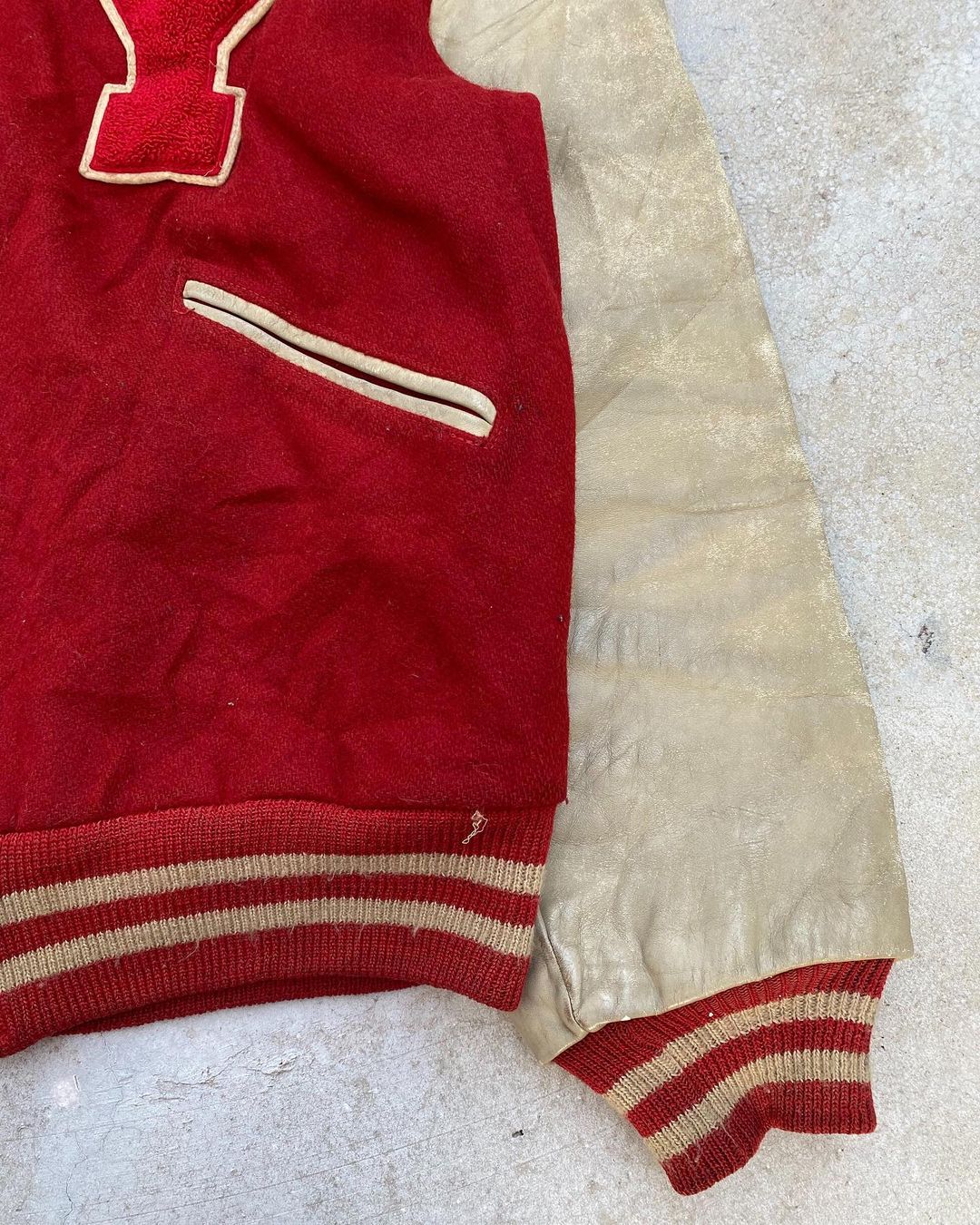 1950s ‘Y’ Letterman Leather Sleeves Varsity Jacket