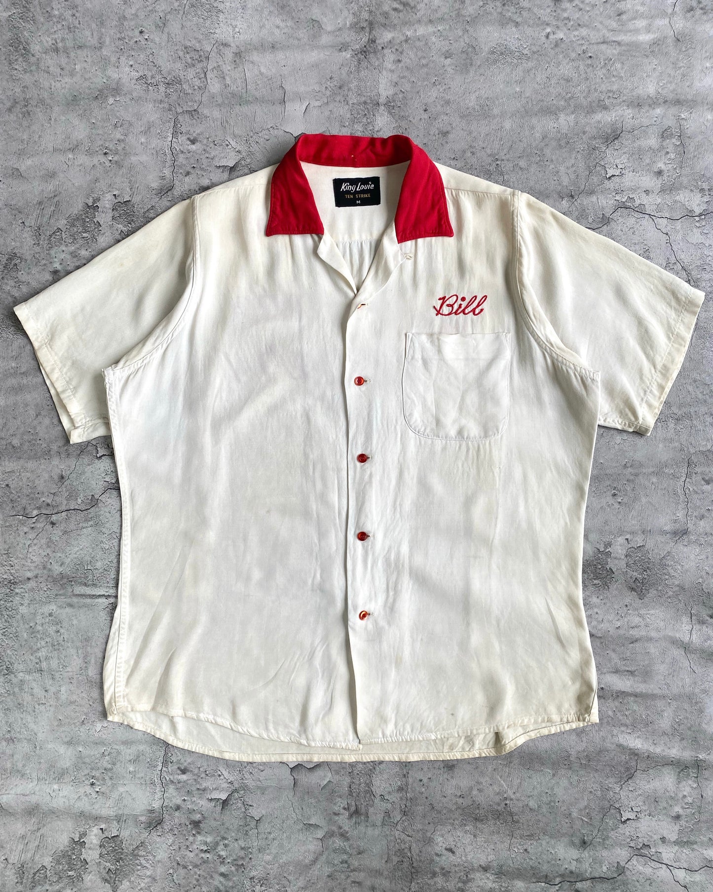 1950S 'HAMMOND CLEANERS' RAYON BOWLING SHIRT (M/L)